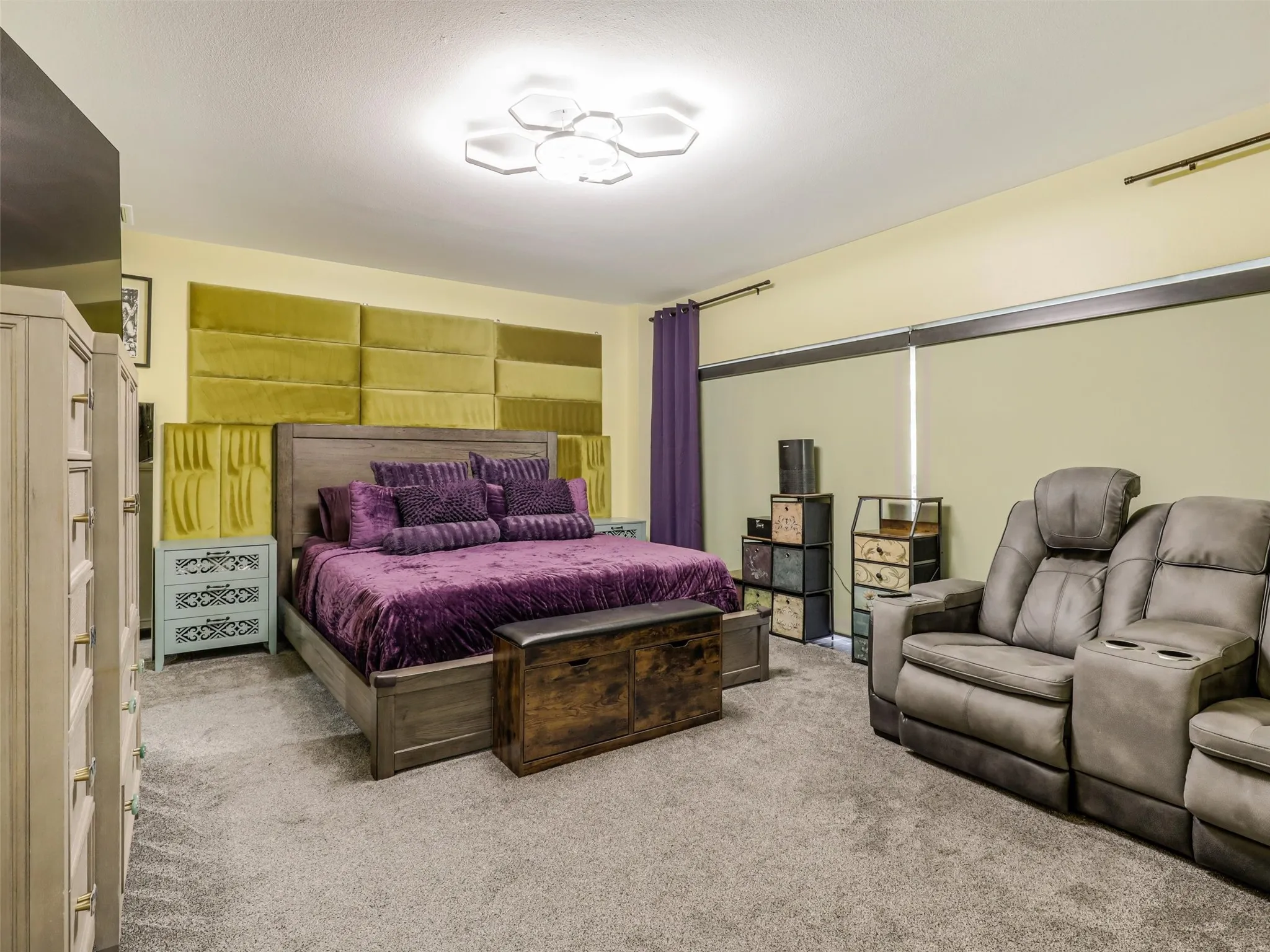 First primary bedroom has walk-in closet with in-unit GE Profile combo washer & dryer.