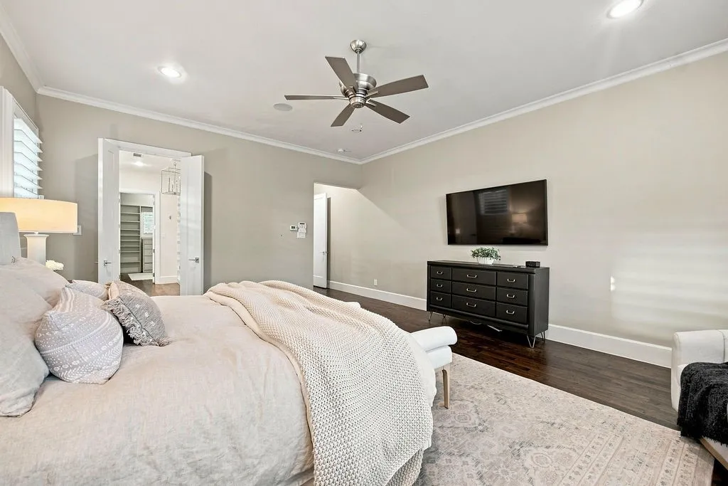 Generous floor space easily accommodates a king bed alongside a private sitting area for quiet evening wind-downs