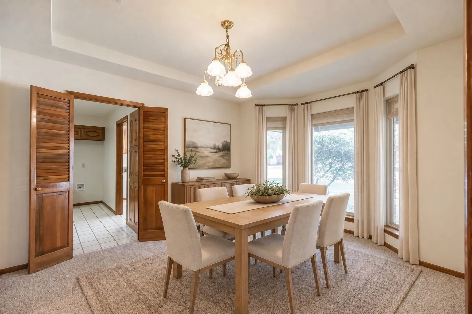 Tray ceiling with recessed lighting