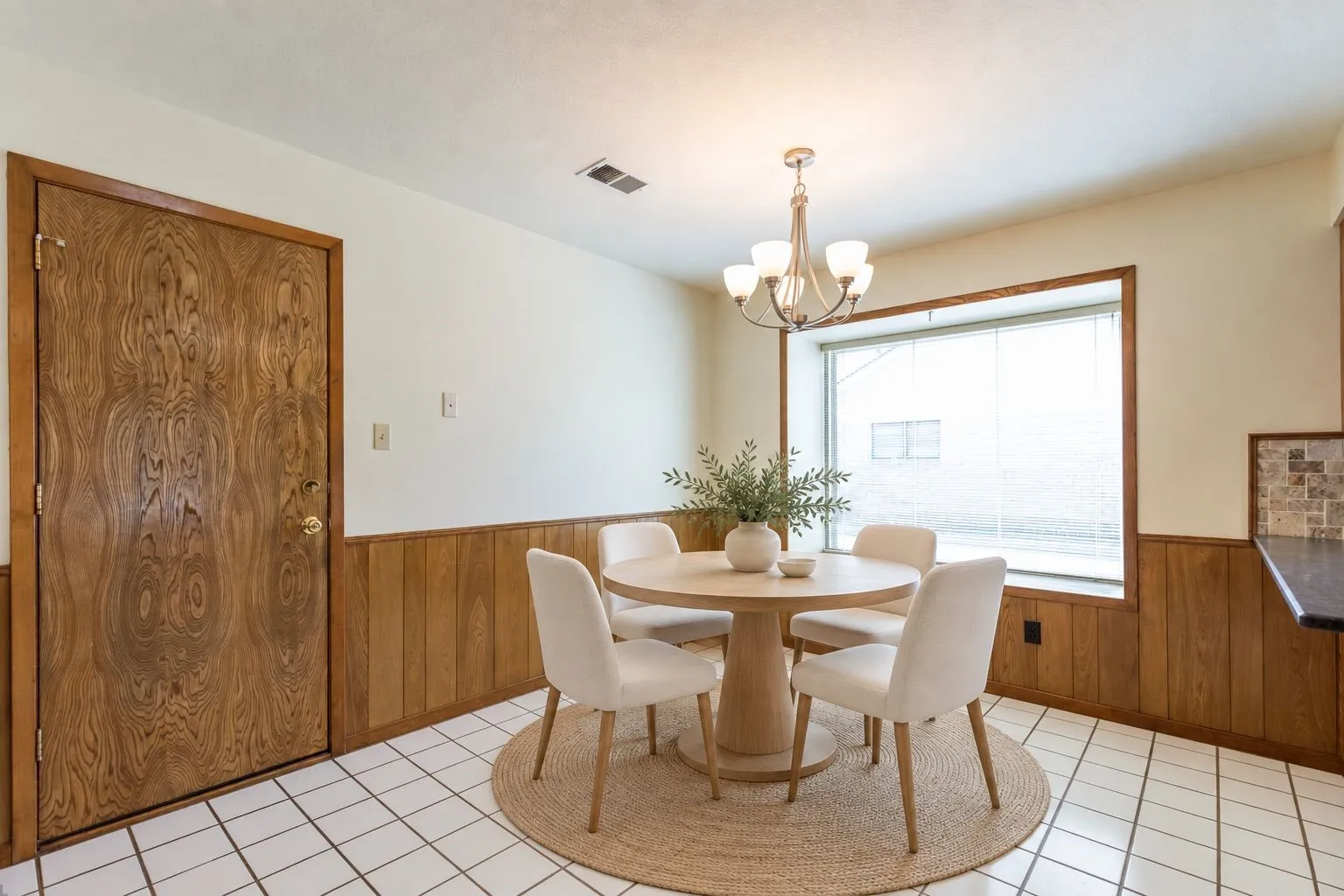 White square tile flooring