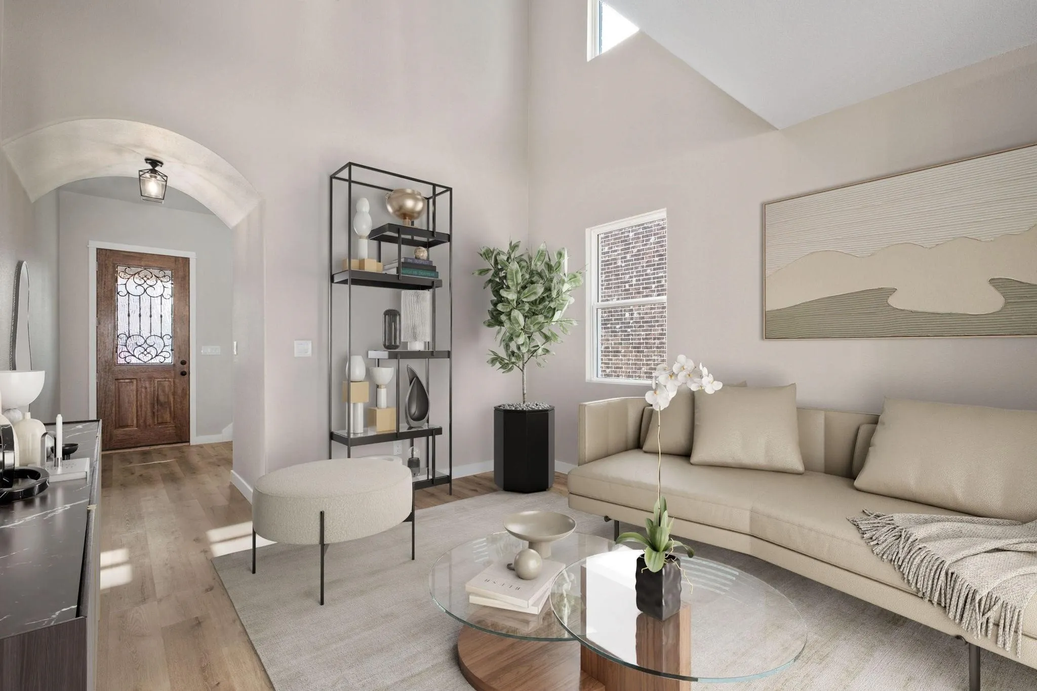 2-story Living Room Virtually Stage *Fixtures may vary from floorplan to floorplan*