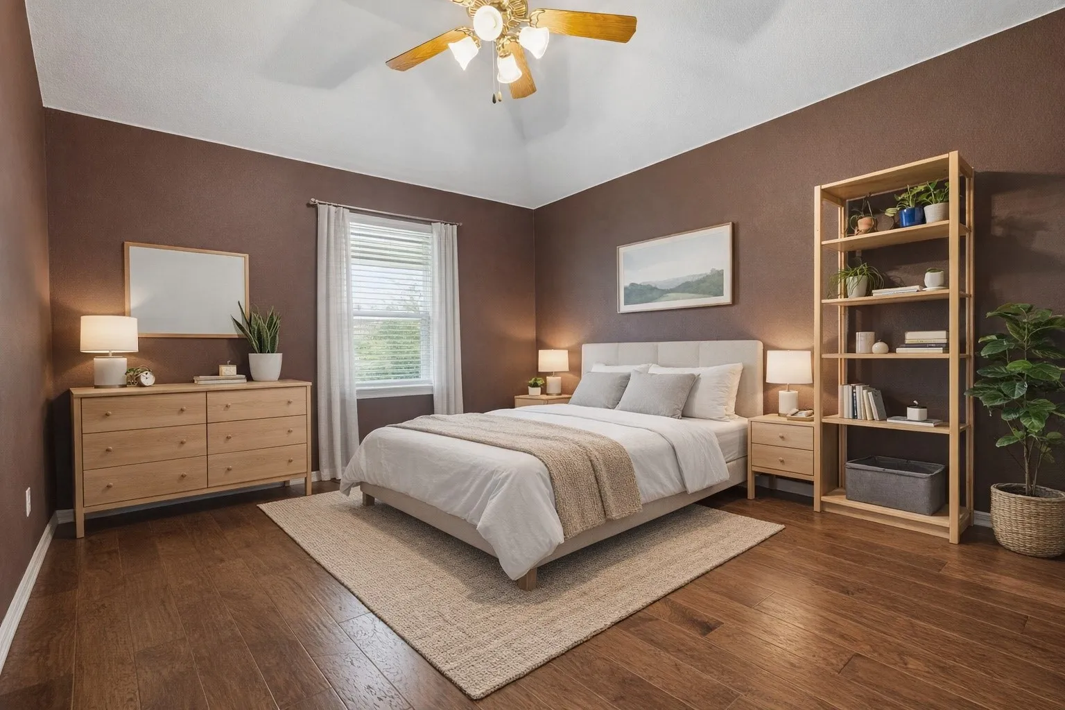 Rich Wood Floors Paired With Custom Paint