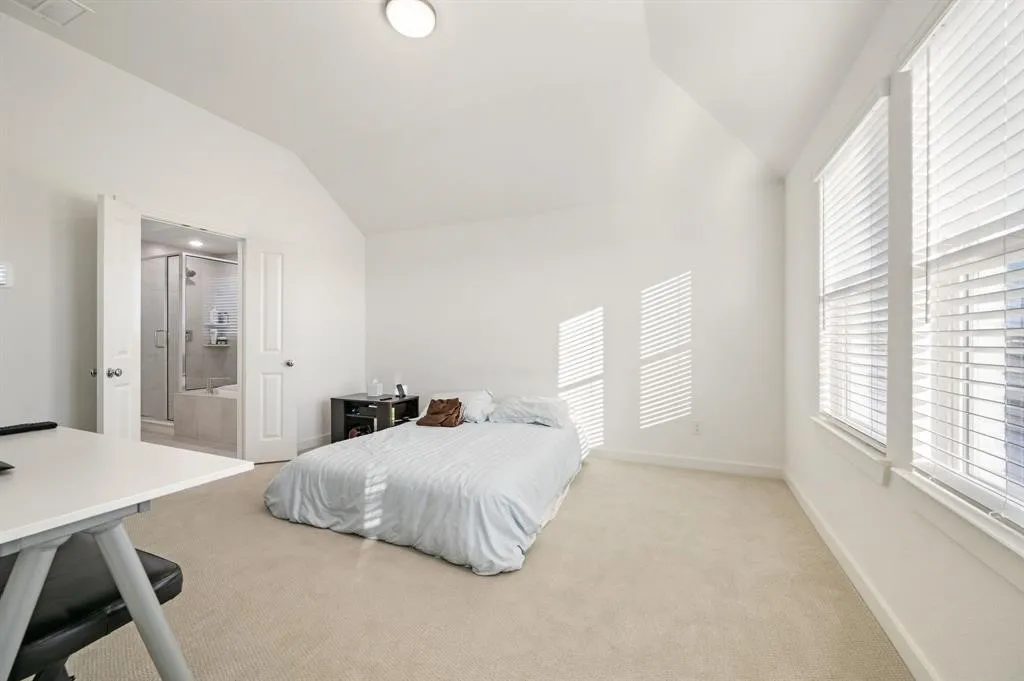 Vaulted ceiling with flush-mount lighting