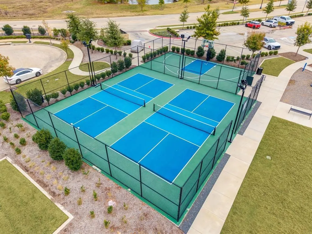 Multiple courts featuring blue and green surfacing