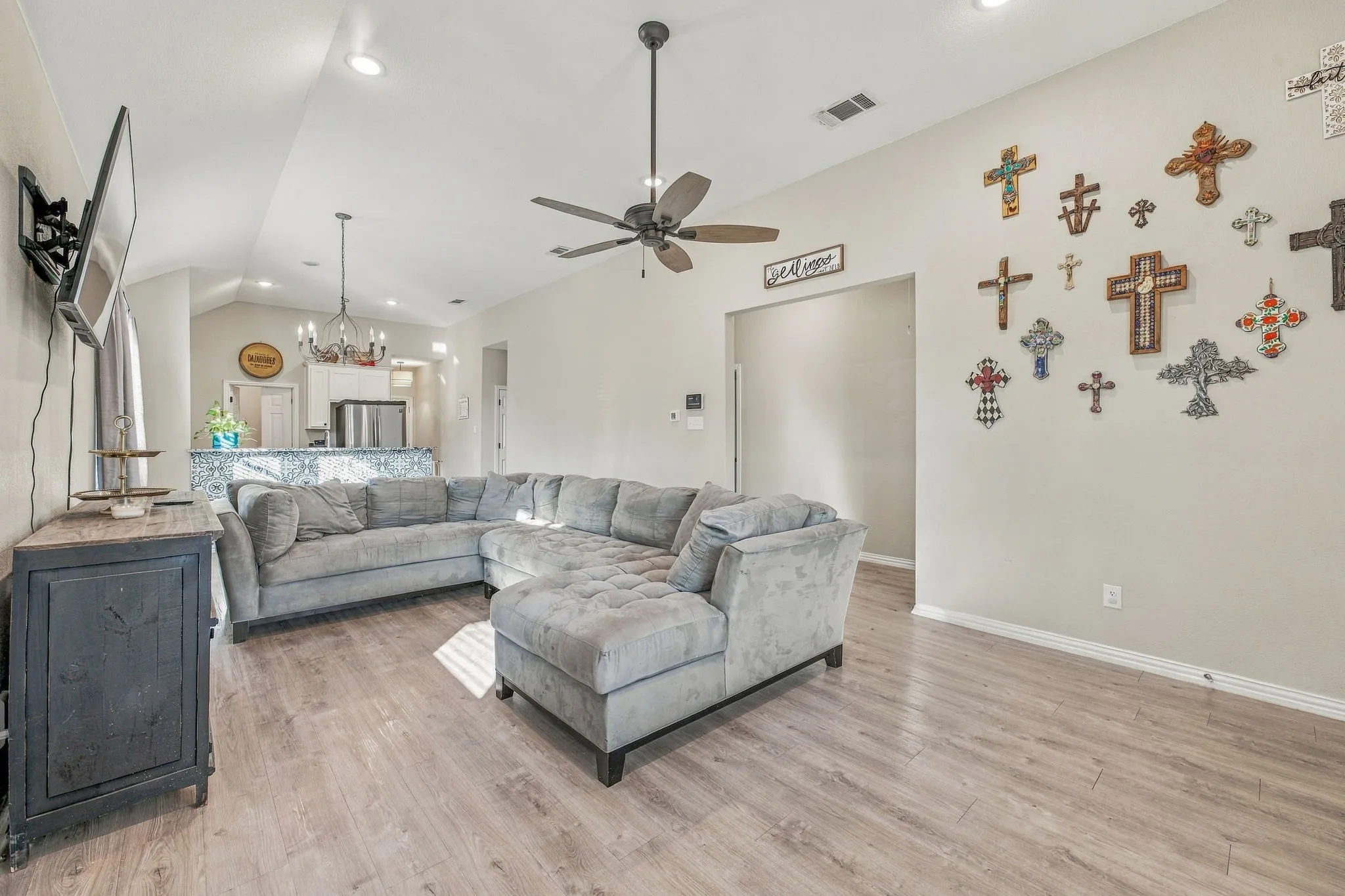 Vaulted ceilings with recessed lighting