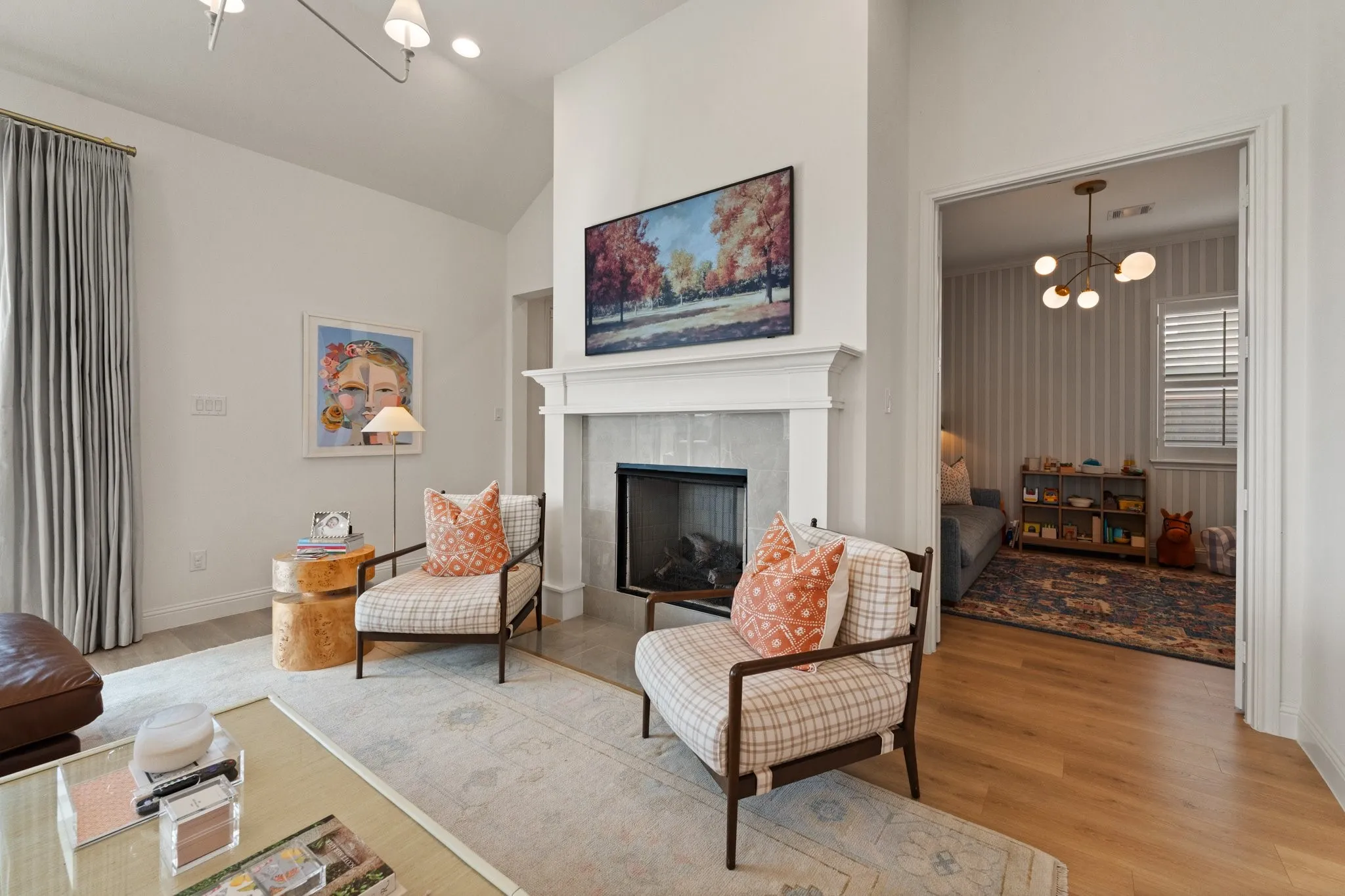 gas fireplace in living area