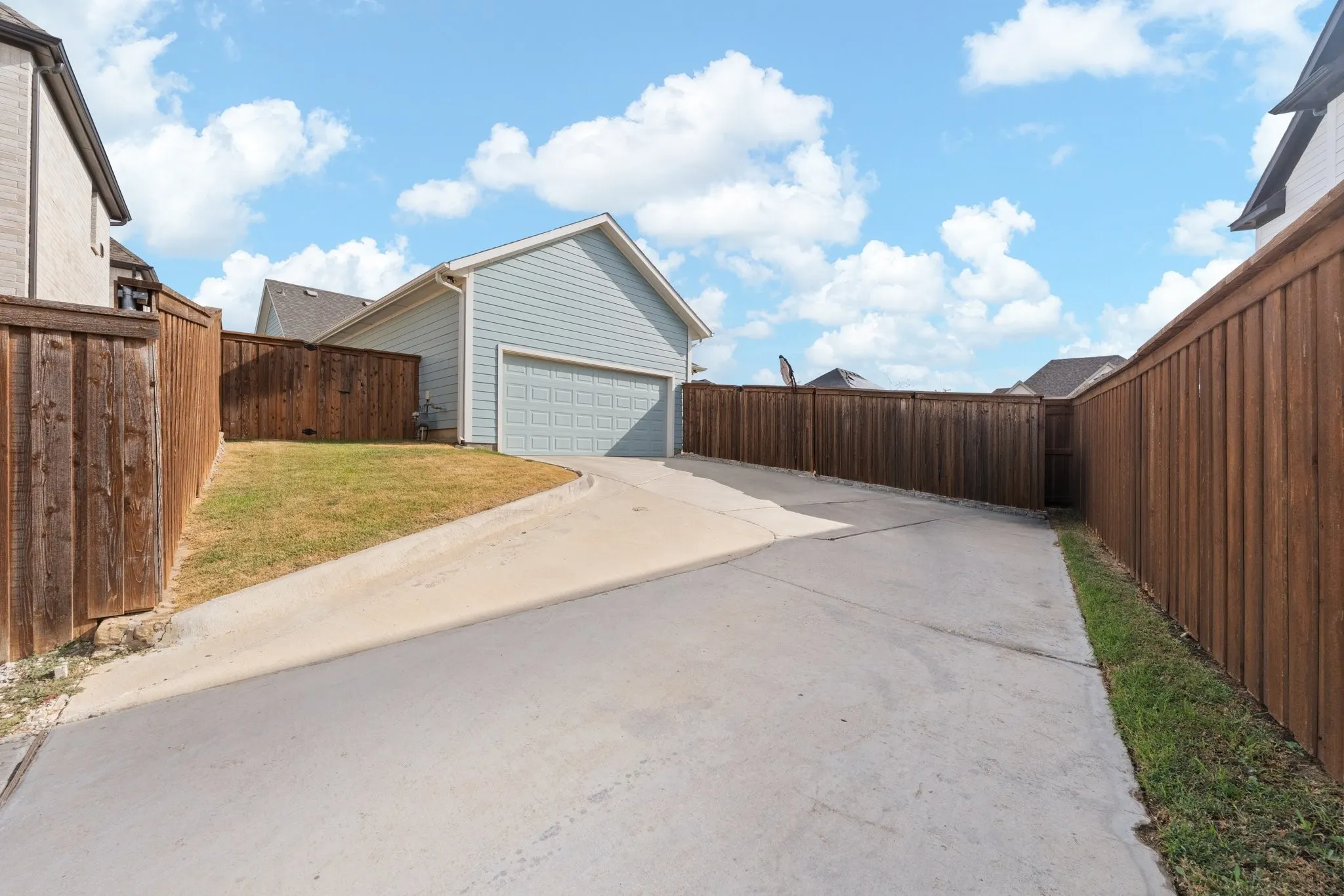 rear entry driveway and garage