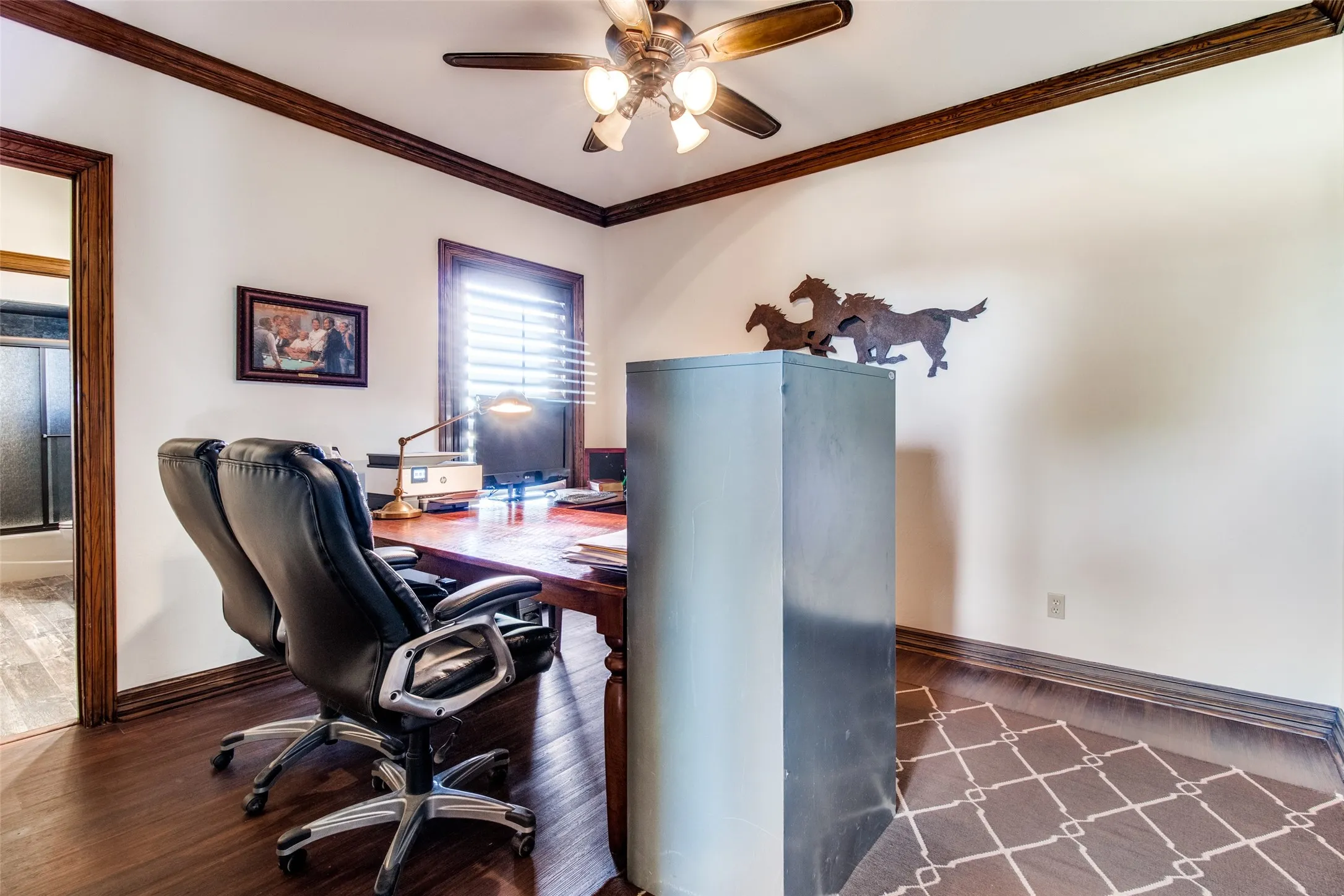 This flex room could serve as a bedroom, office, or exercise room.