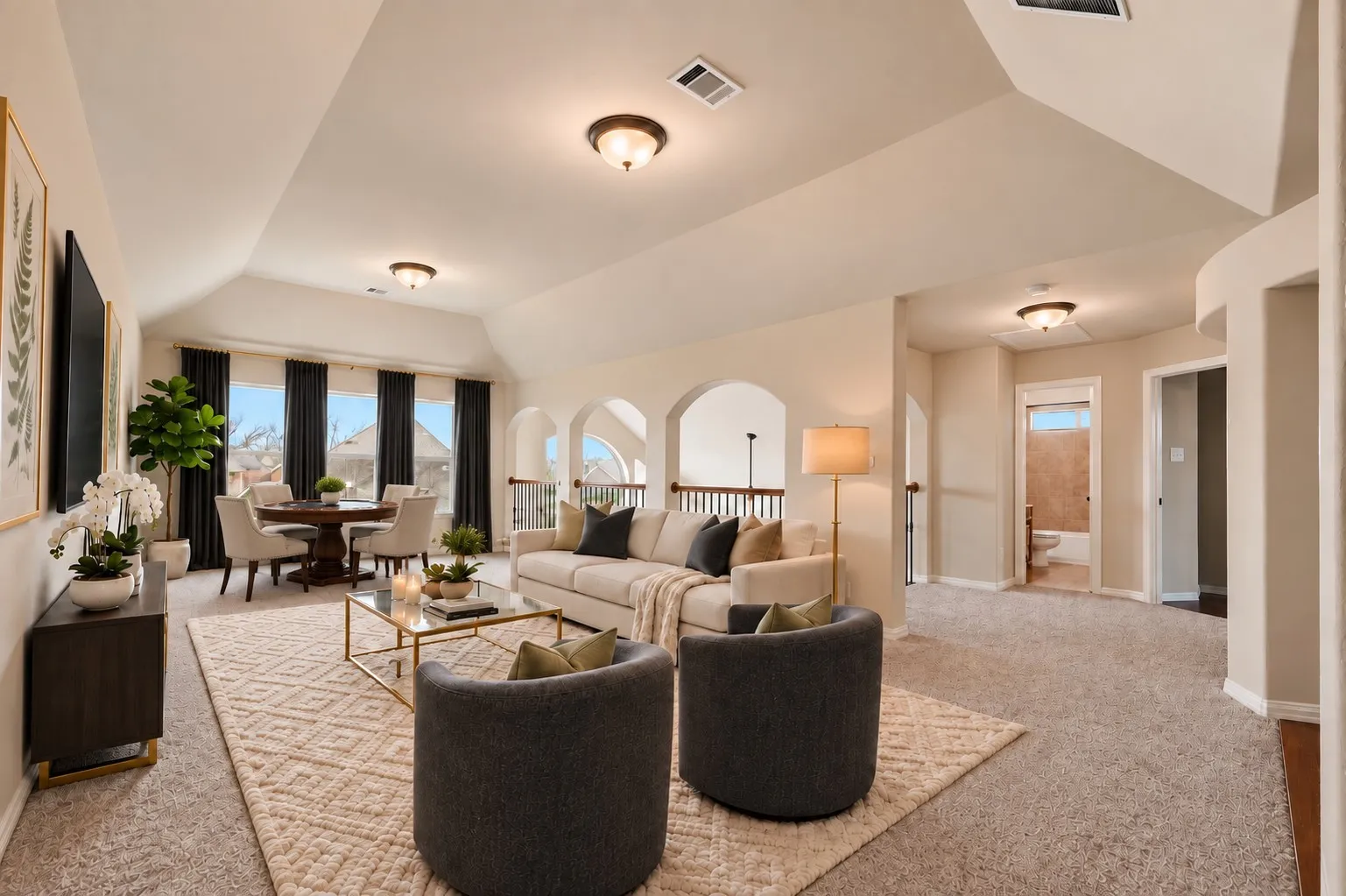 Game Room overlooking living and entry area