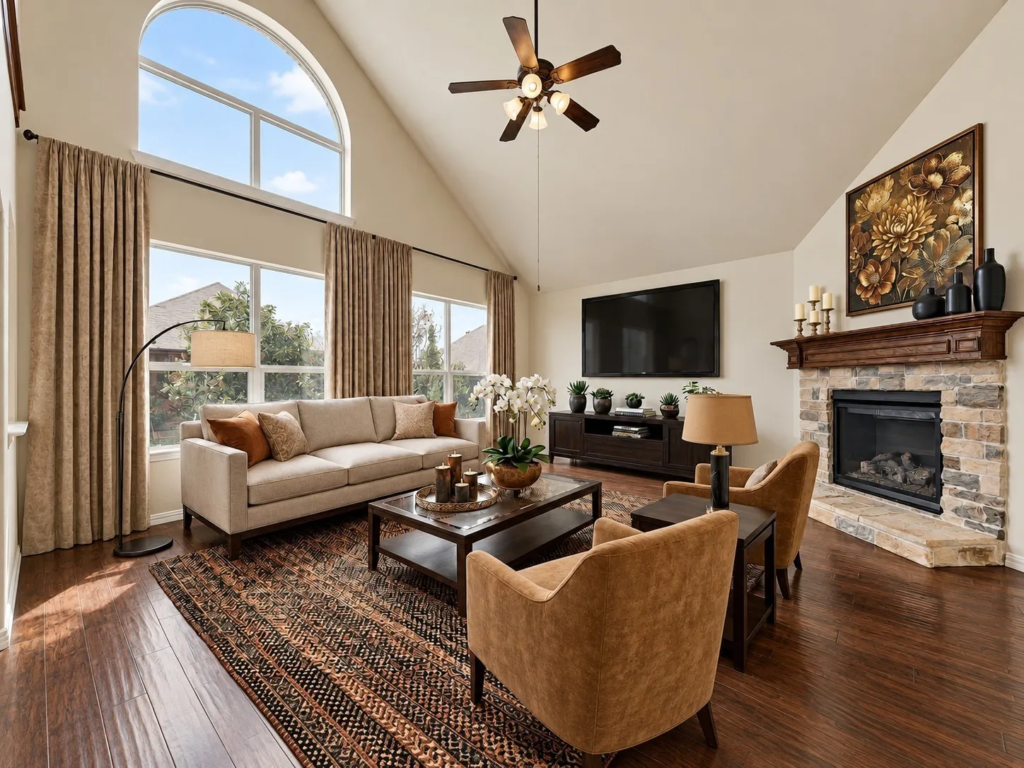 Living room with gas fireplace