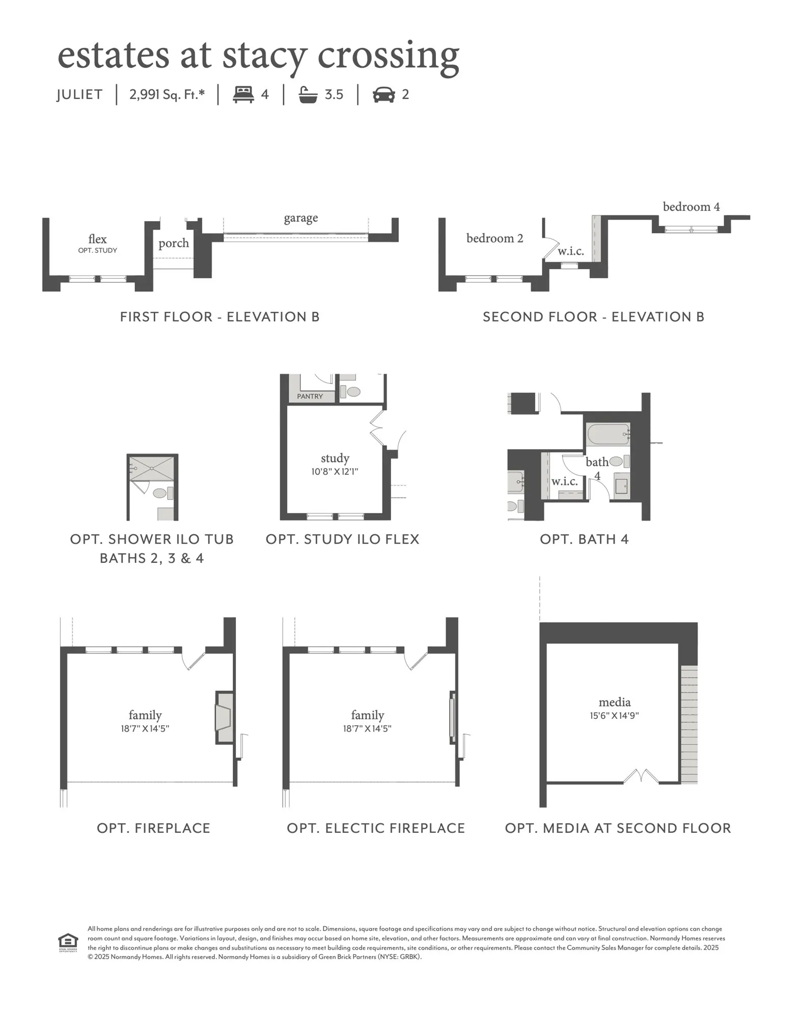 This lovely home offers elevation B, optional study, optional media room, shower ILO tub for bath 3 and so much more!
