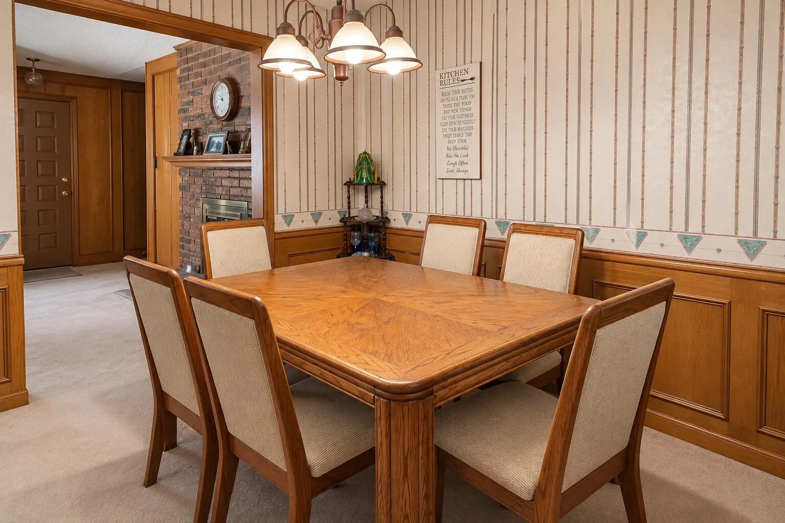 Wood-paneled wainscoting and coordinating trim