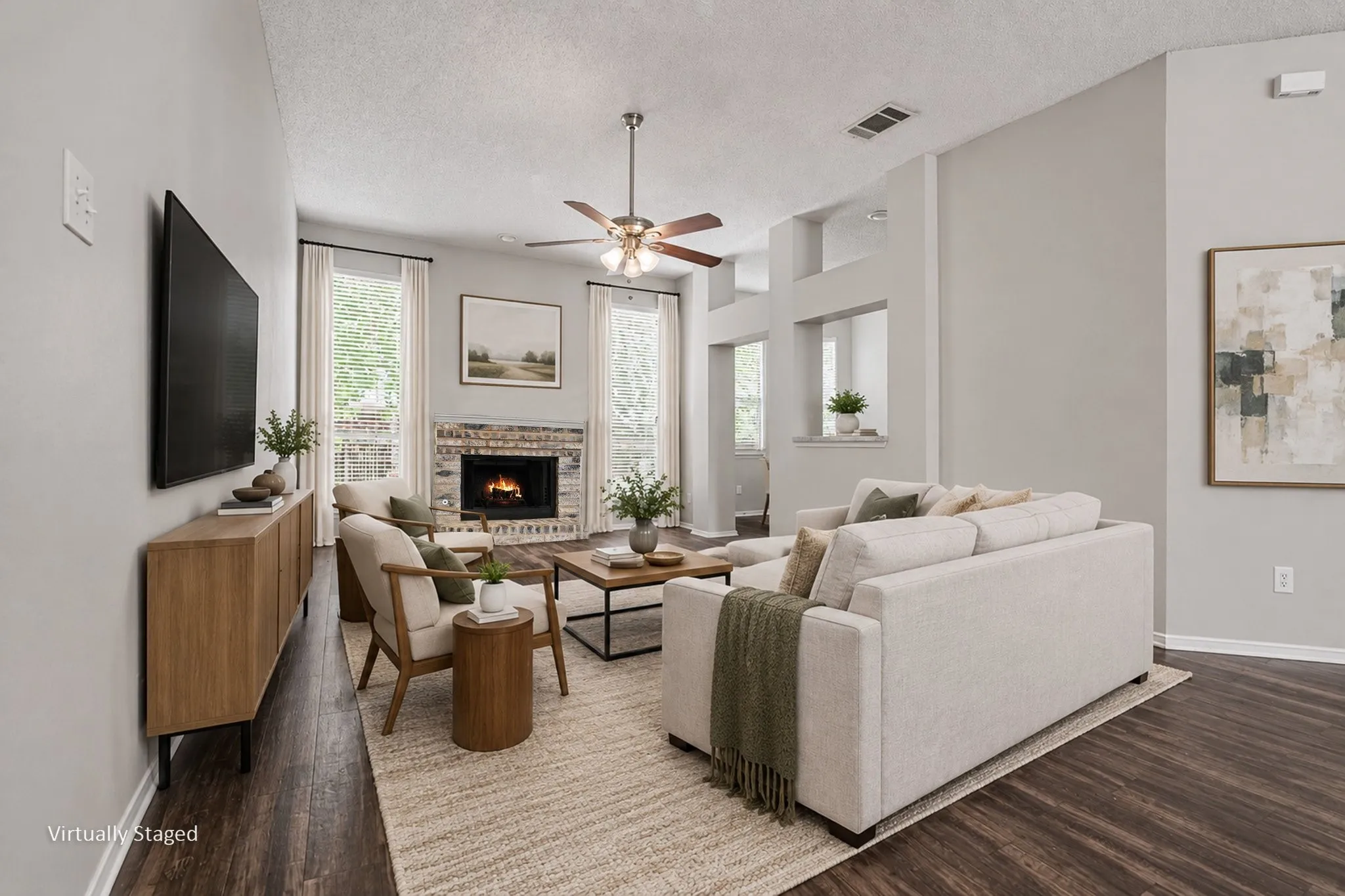 Virtually staged living room.
