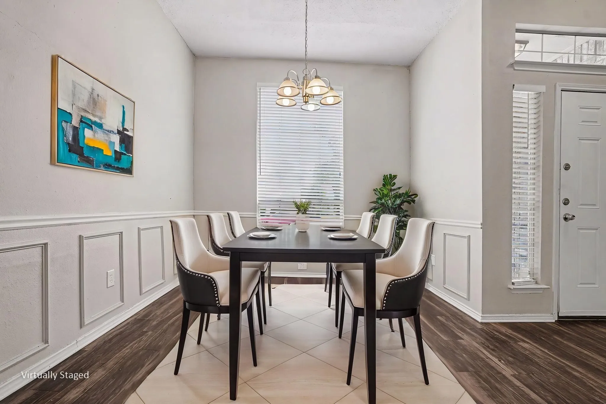Virtually staged formal dining area