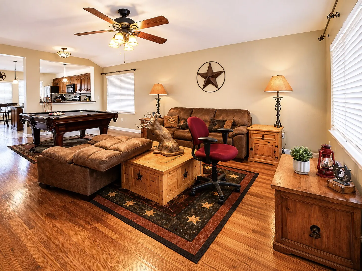 Hardwood flooring extends throughout