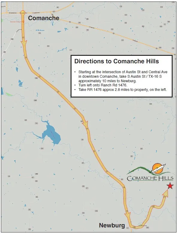 Map. Displaying route guidance to the property, including specific road names and distances
