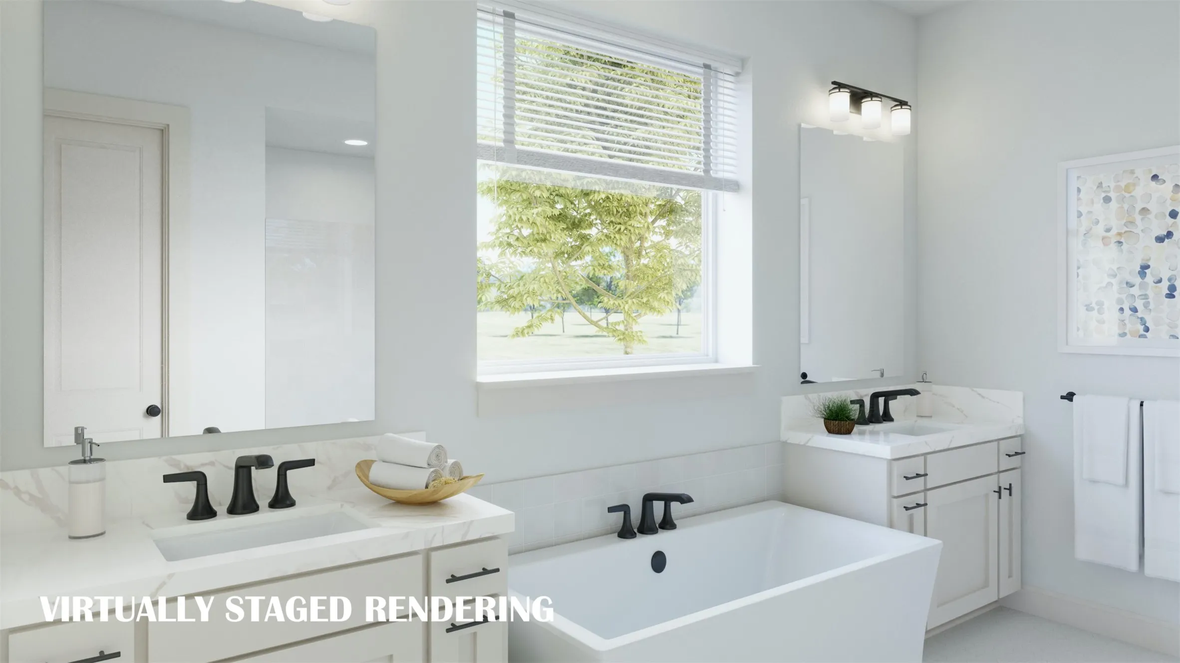 Space and style combine to create this dream owner's bath!  VIRTUALLY STAGED RENDERING