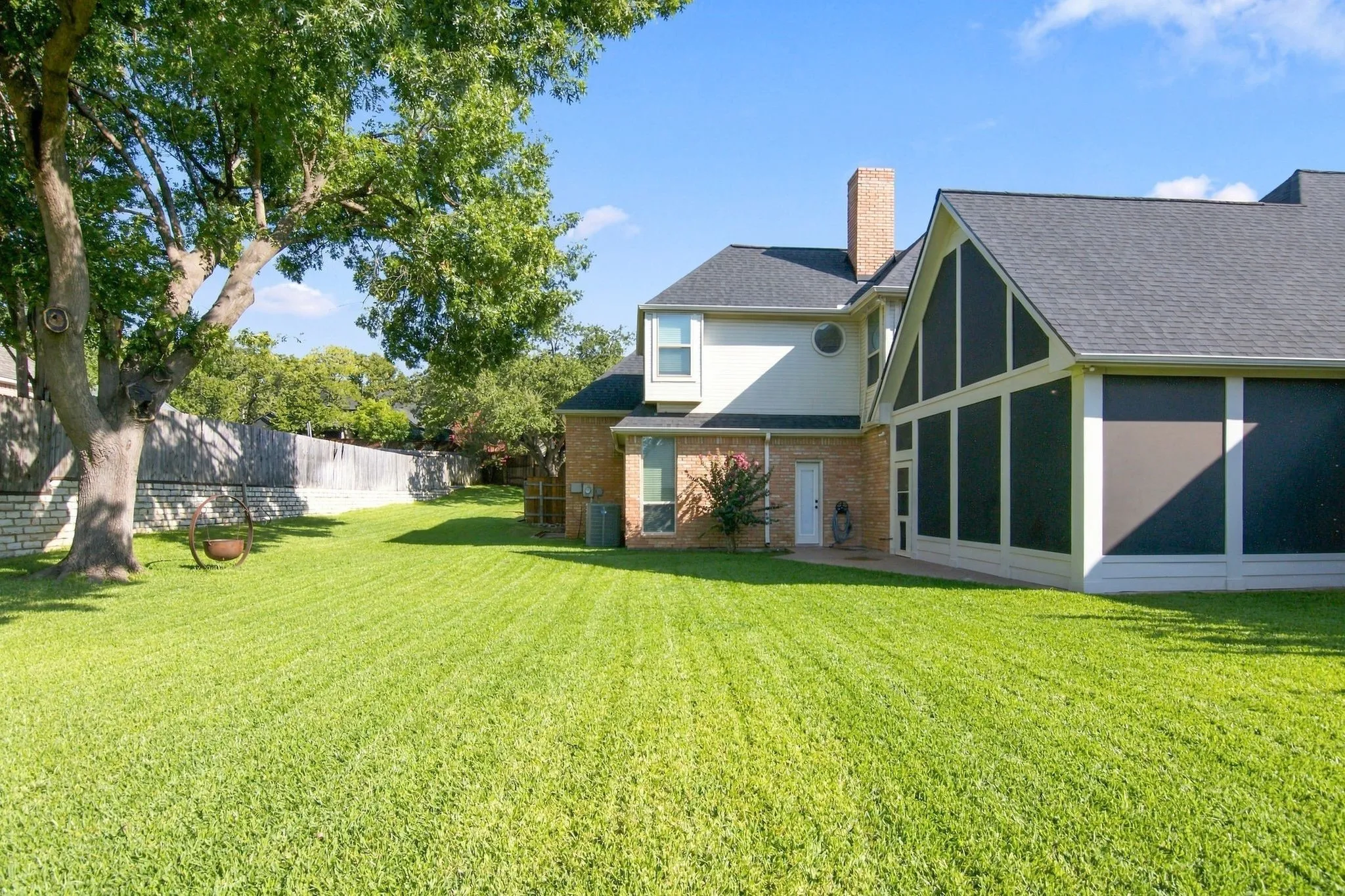 The cul de sac favors the backyard and an expansive lawn area.  Fully fenced and private.