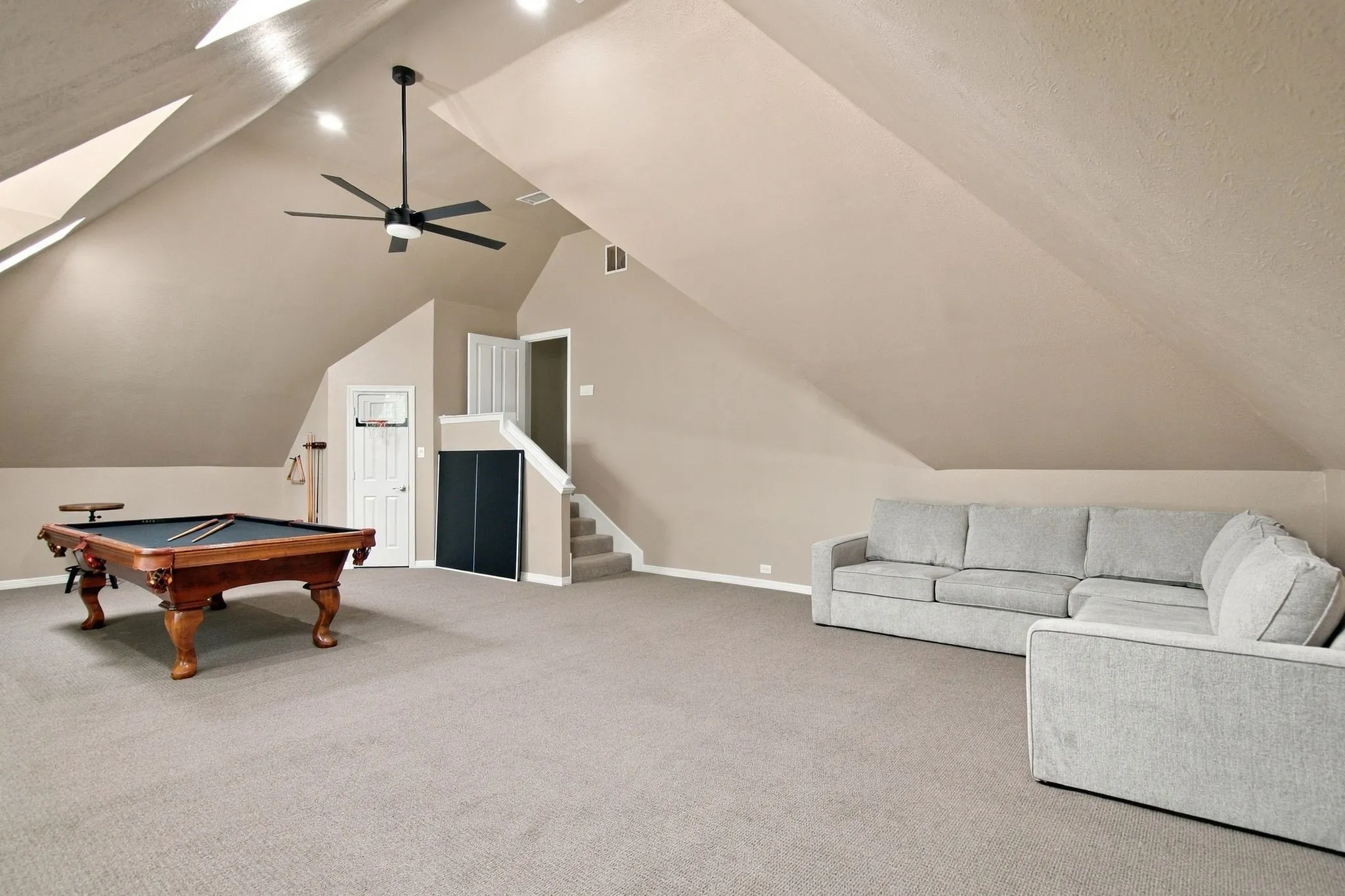 With approximately 700 sq ft, plenty of room to play games or set up your home theater!