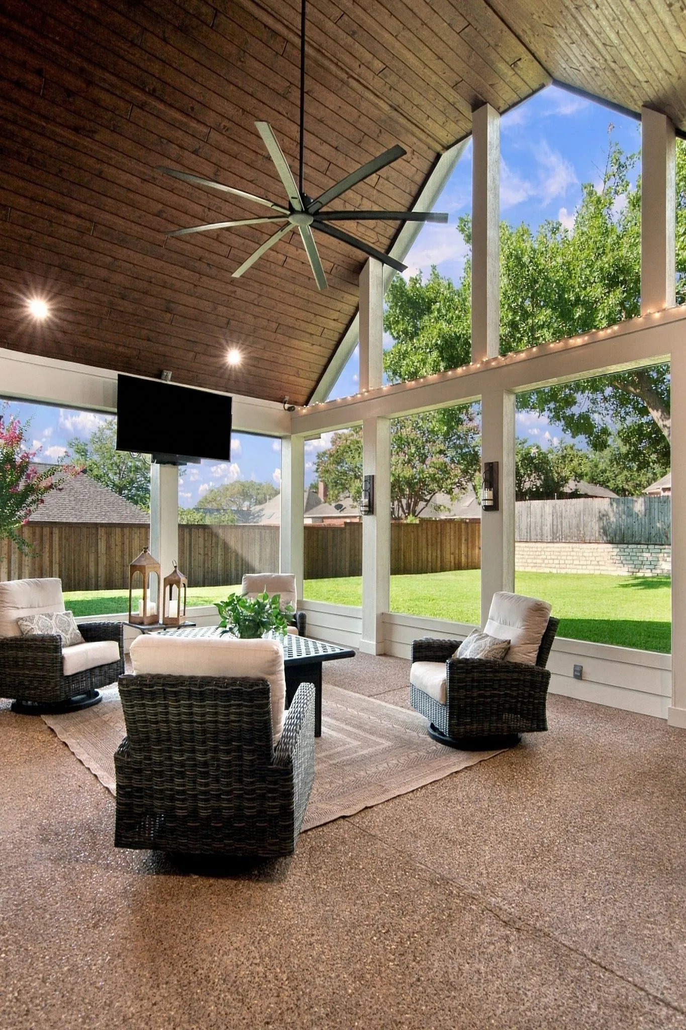 Perfect view of the large, open backyard.