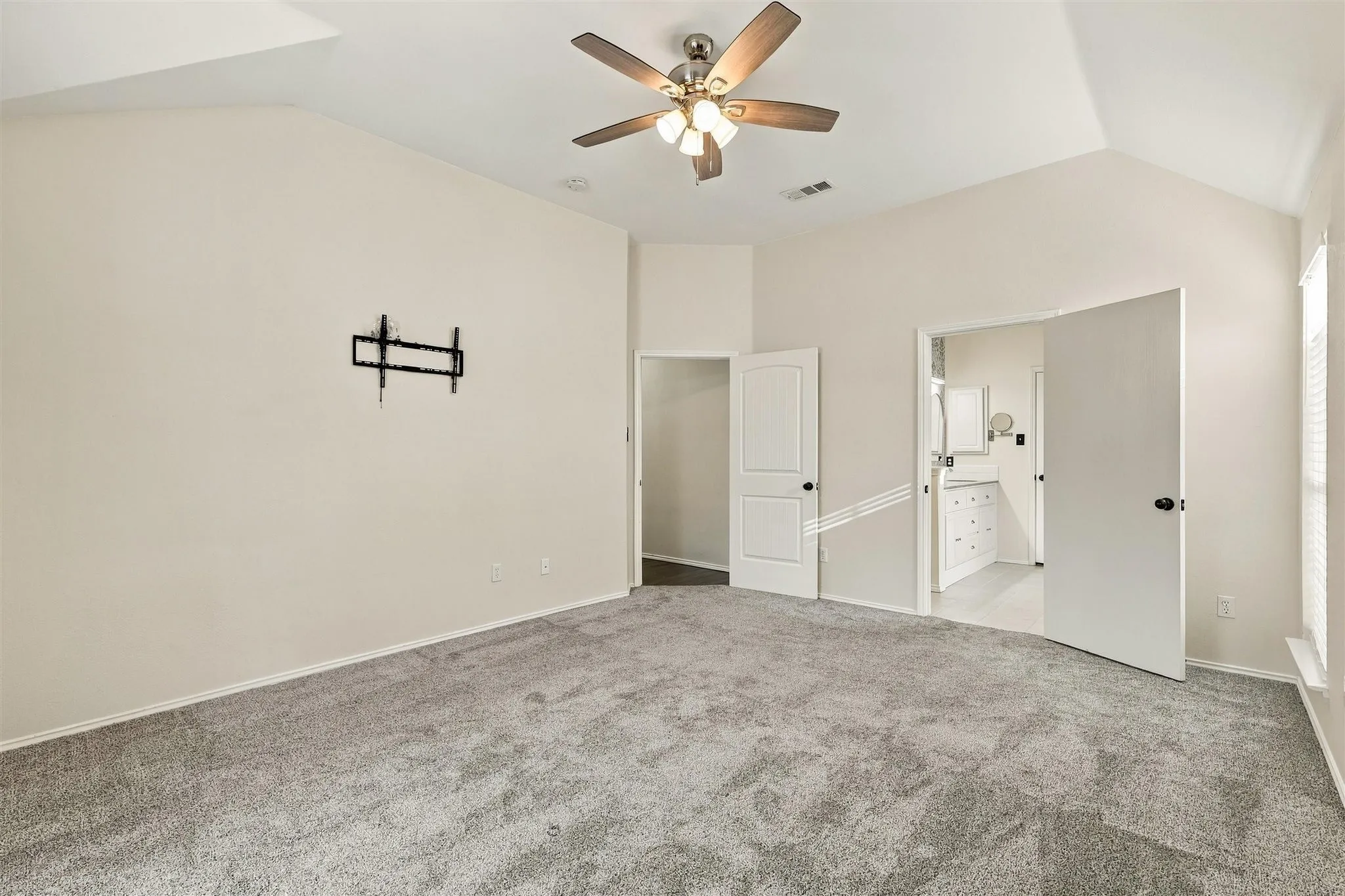 Vaulted ceilings with a ceiling fan