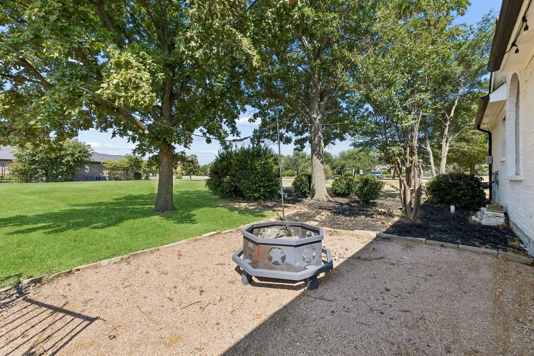 Private side yard fire pit area