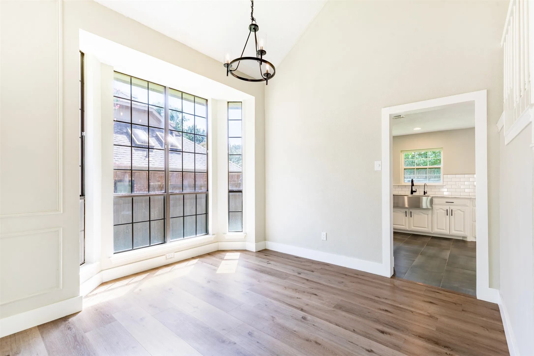 Dining room filled with natural light.