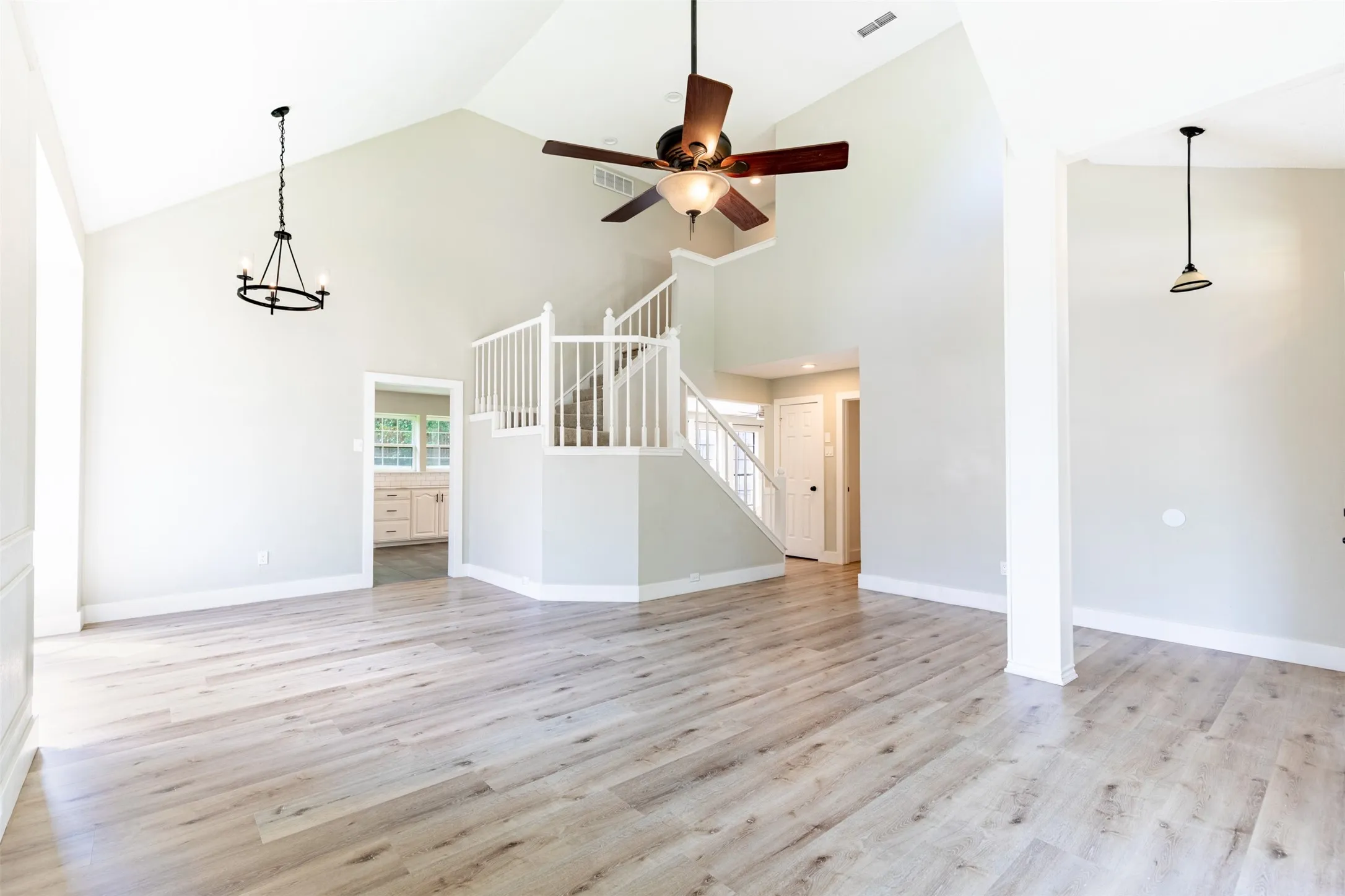 Open-concept living and dining room.