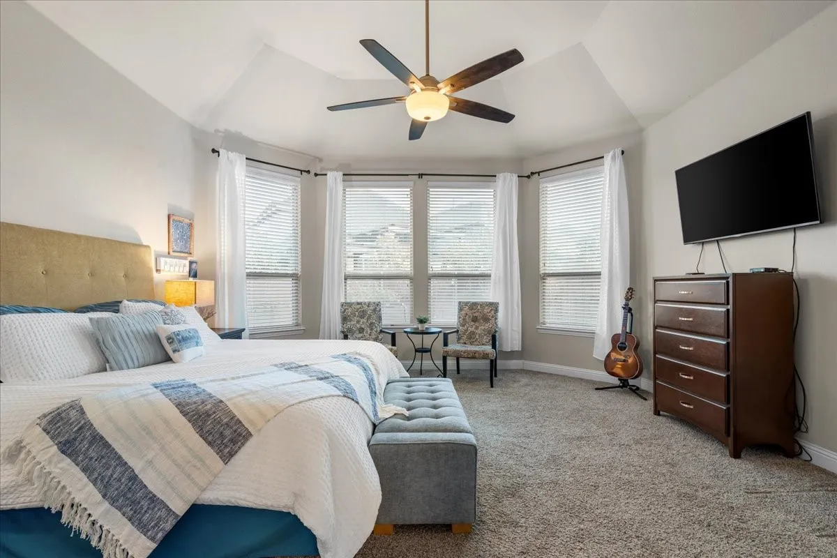 Bay windows bring in ample natural lighting.