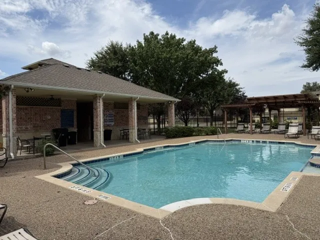 There is a covered area and restrooms.
