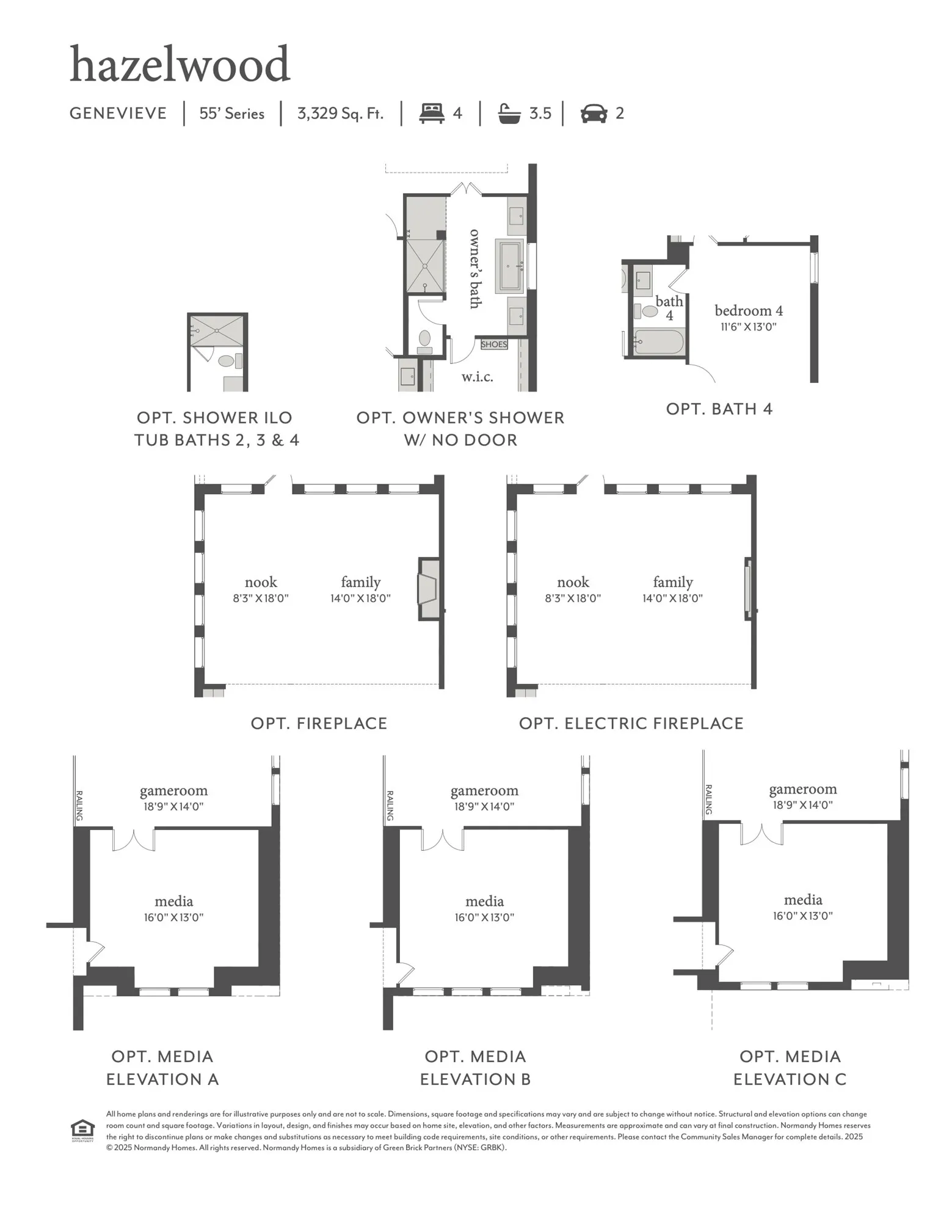 Our beautiful Genevieve plan features the optional media room, bath 4 and so much more!