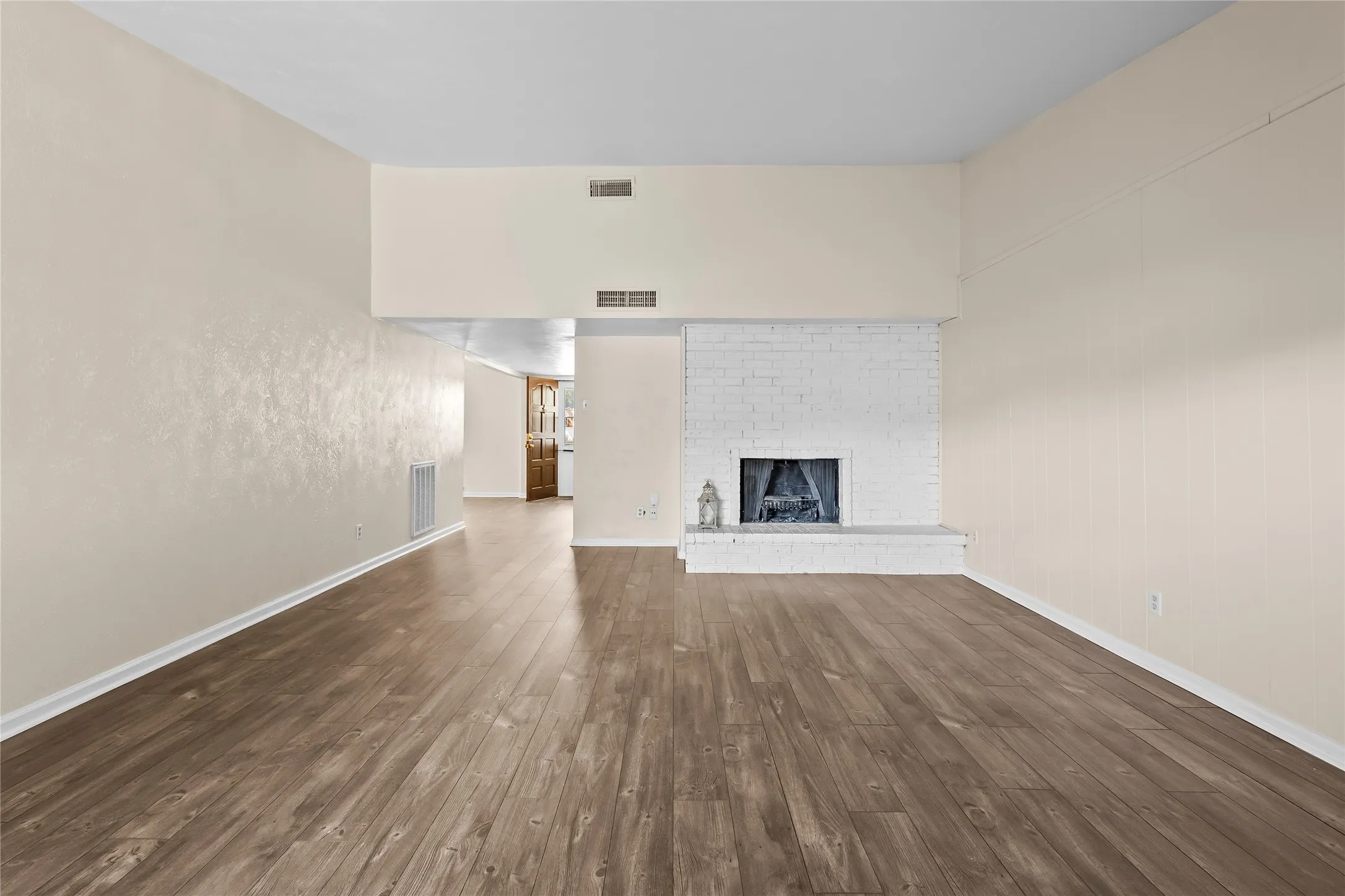 with wood burning fireplace