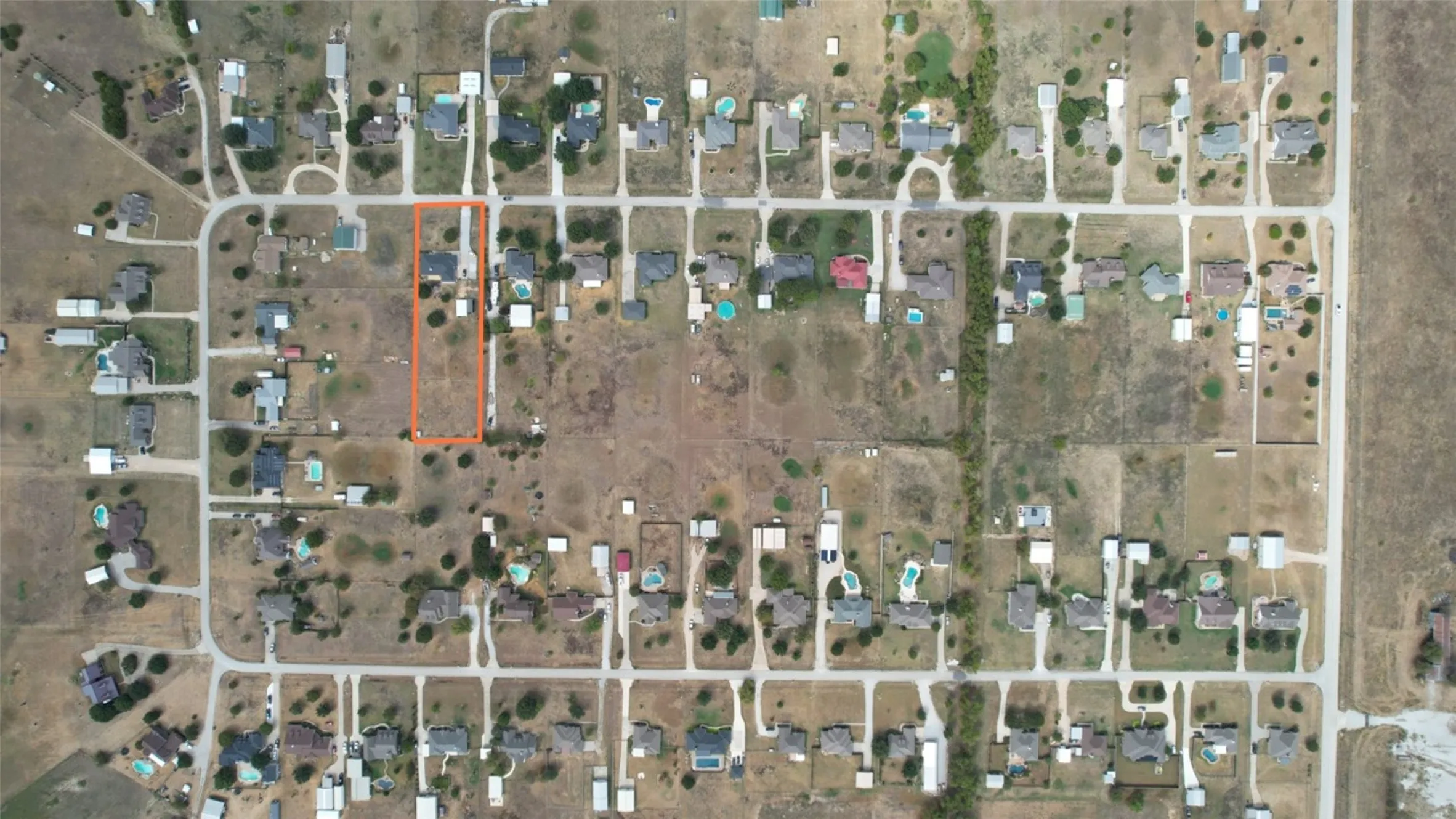 Aerial Map. Indicating the property's boundaries within a residential area