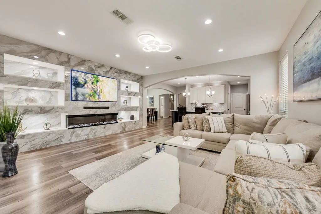 Wood-finish flooring throughout