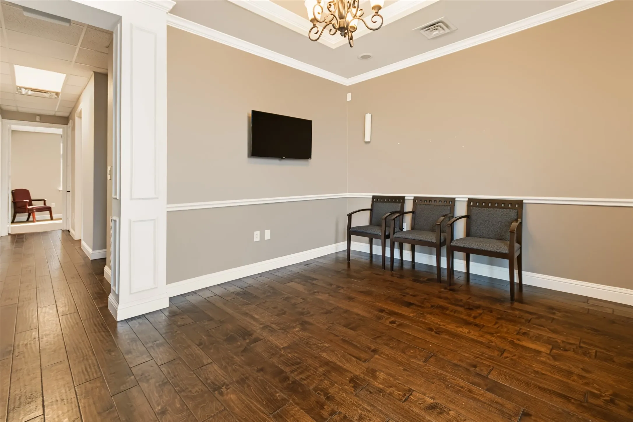 Hardwood-style flooring with a rich finish