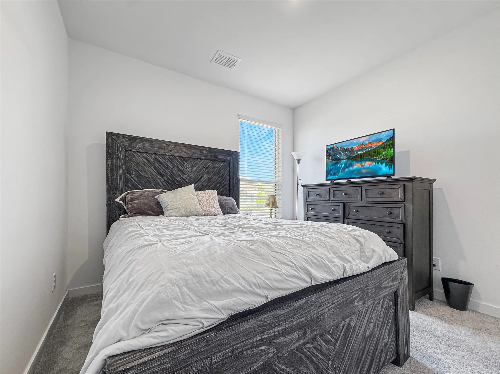 White painted walls with carpet flooring