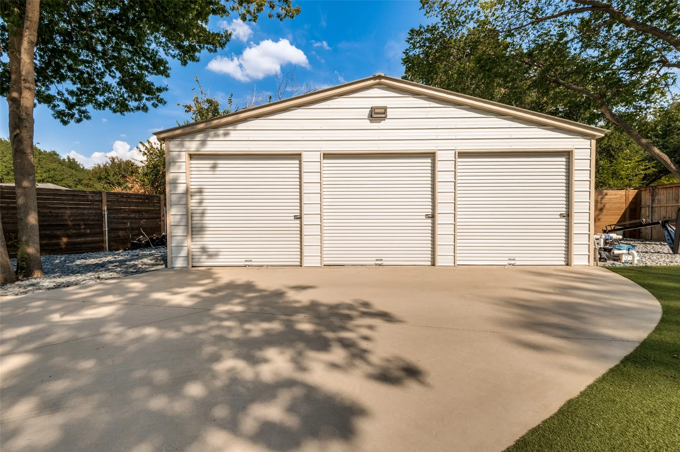 Detached three-car garage