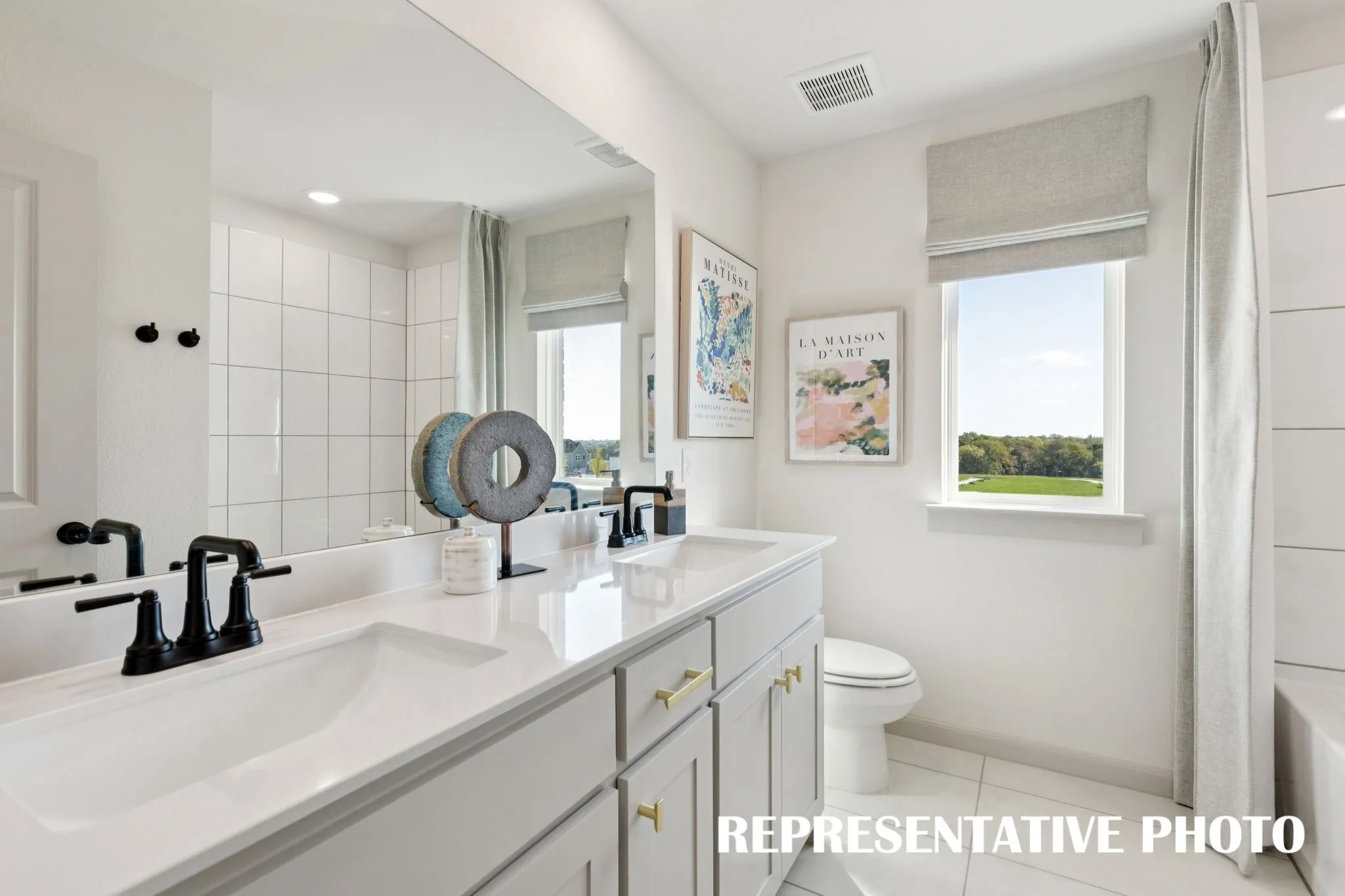 Guests will appreciate their own vanity space in this thoughtfully designed guest bath.  REPRESENTATIVE PHOTO