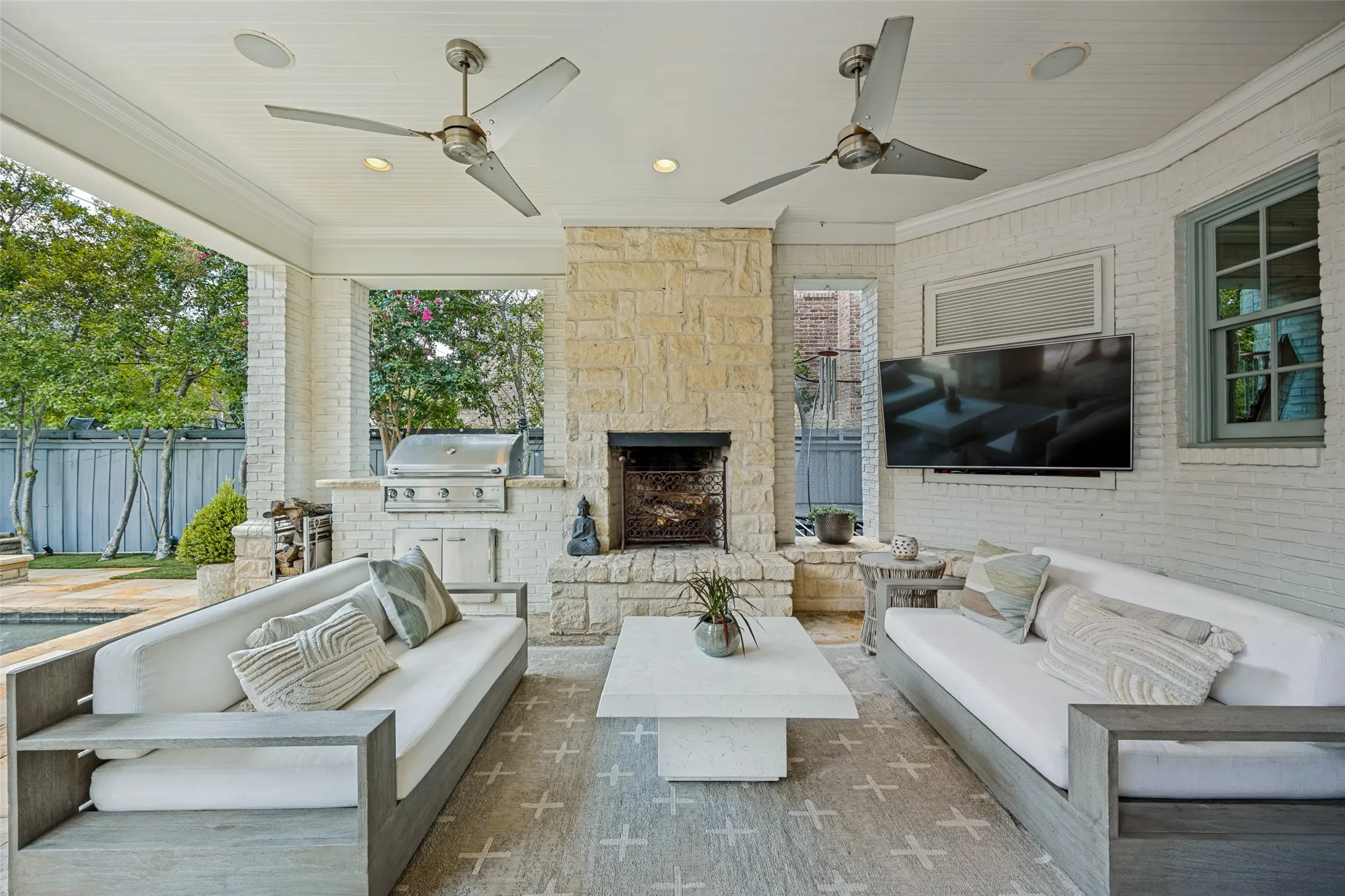 Stunning patio with outdoor living space.