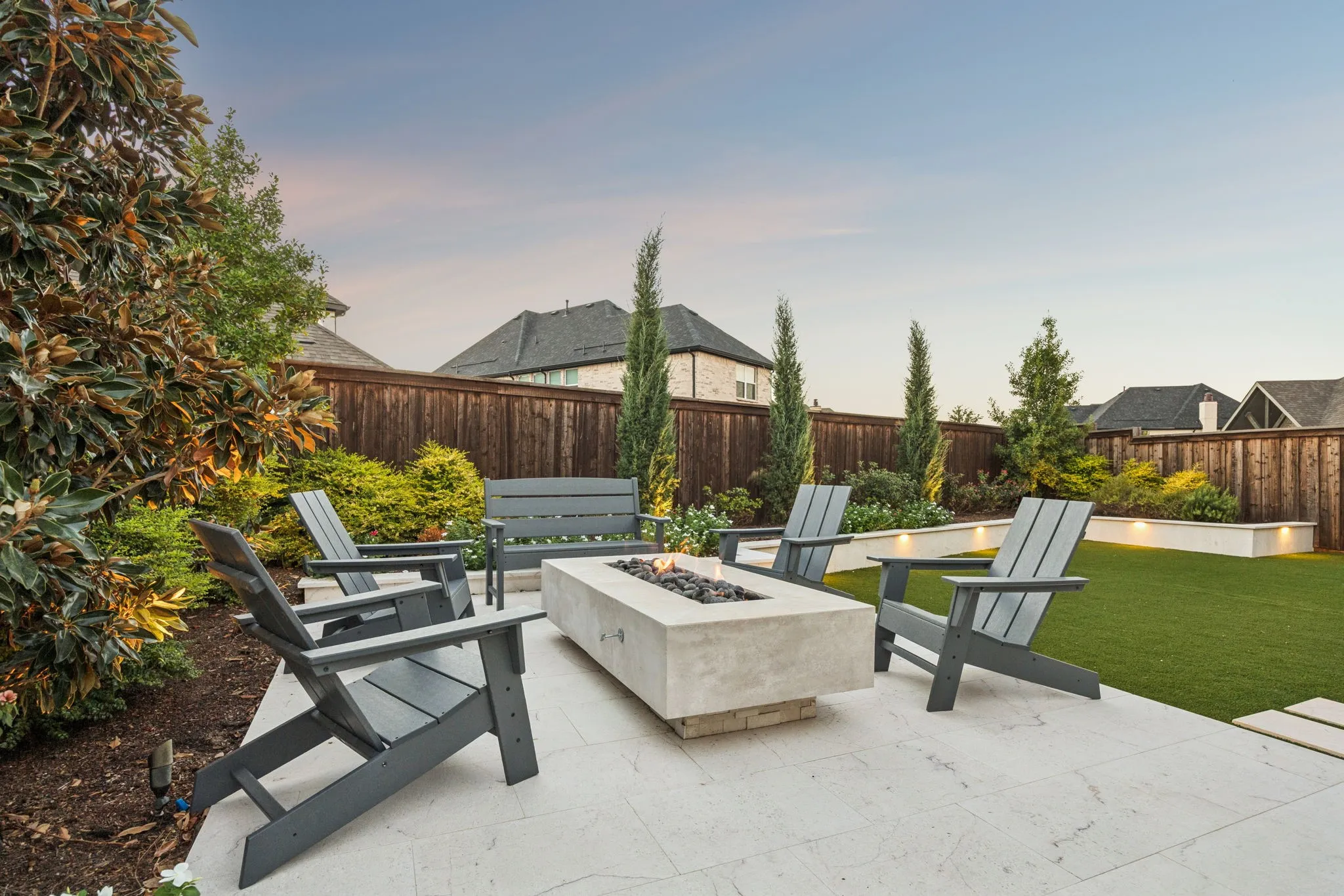 Fire pit raised patio area