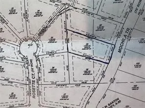 Plat map. Illustrating the subdivision of land into individual lots, including dimensions and street names