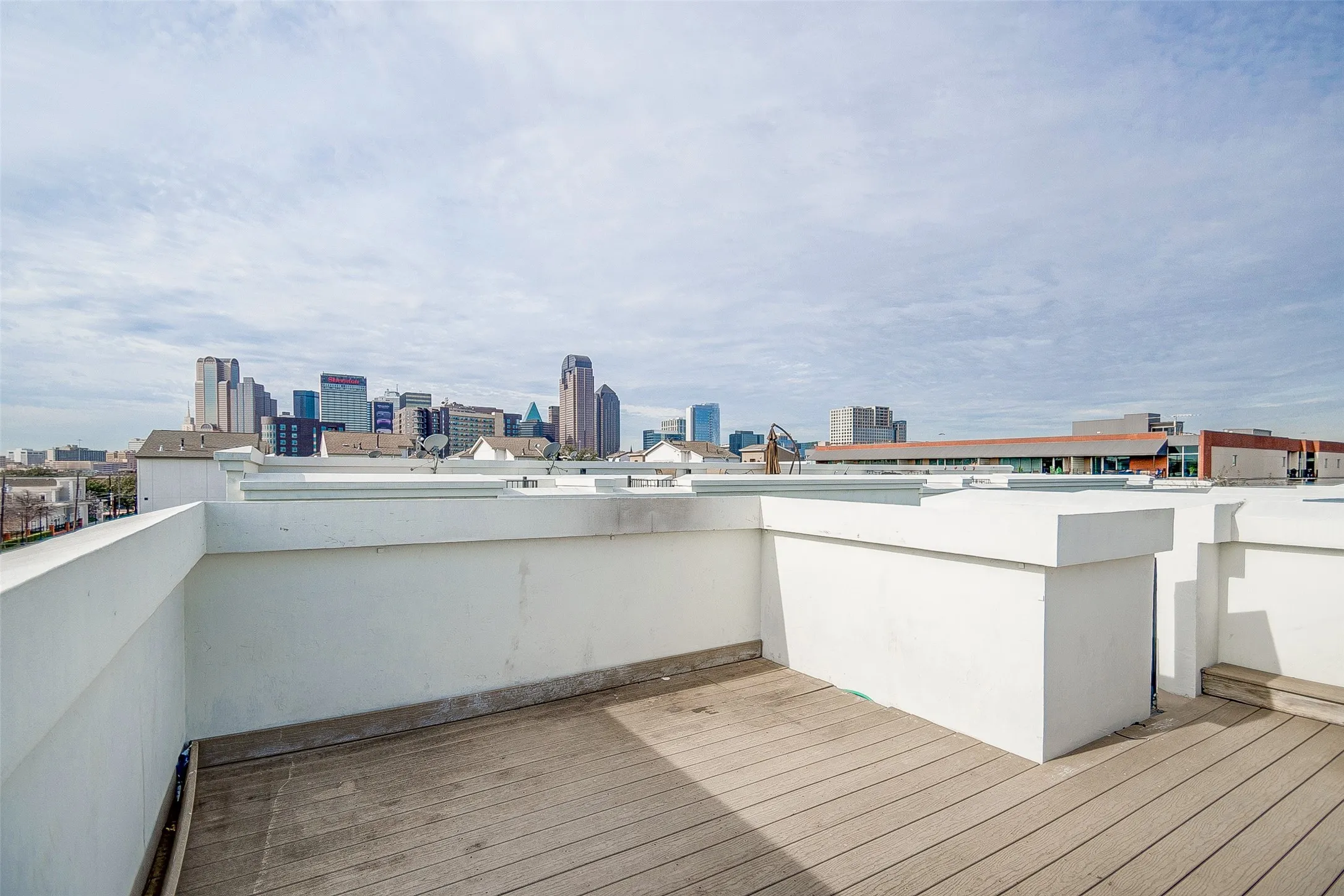 views of downtown from rooftop deck