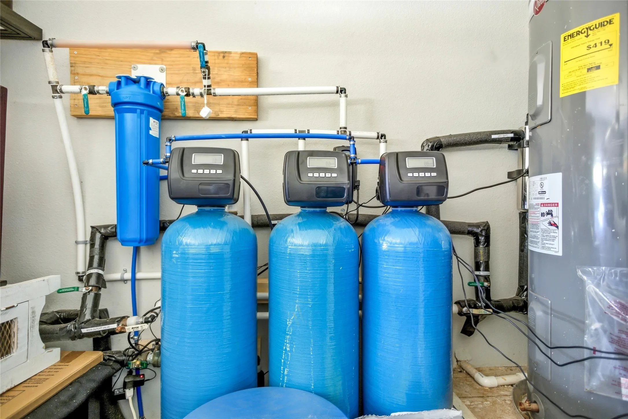 Whole house well water purification system.