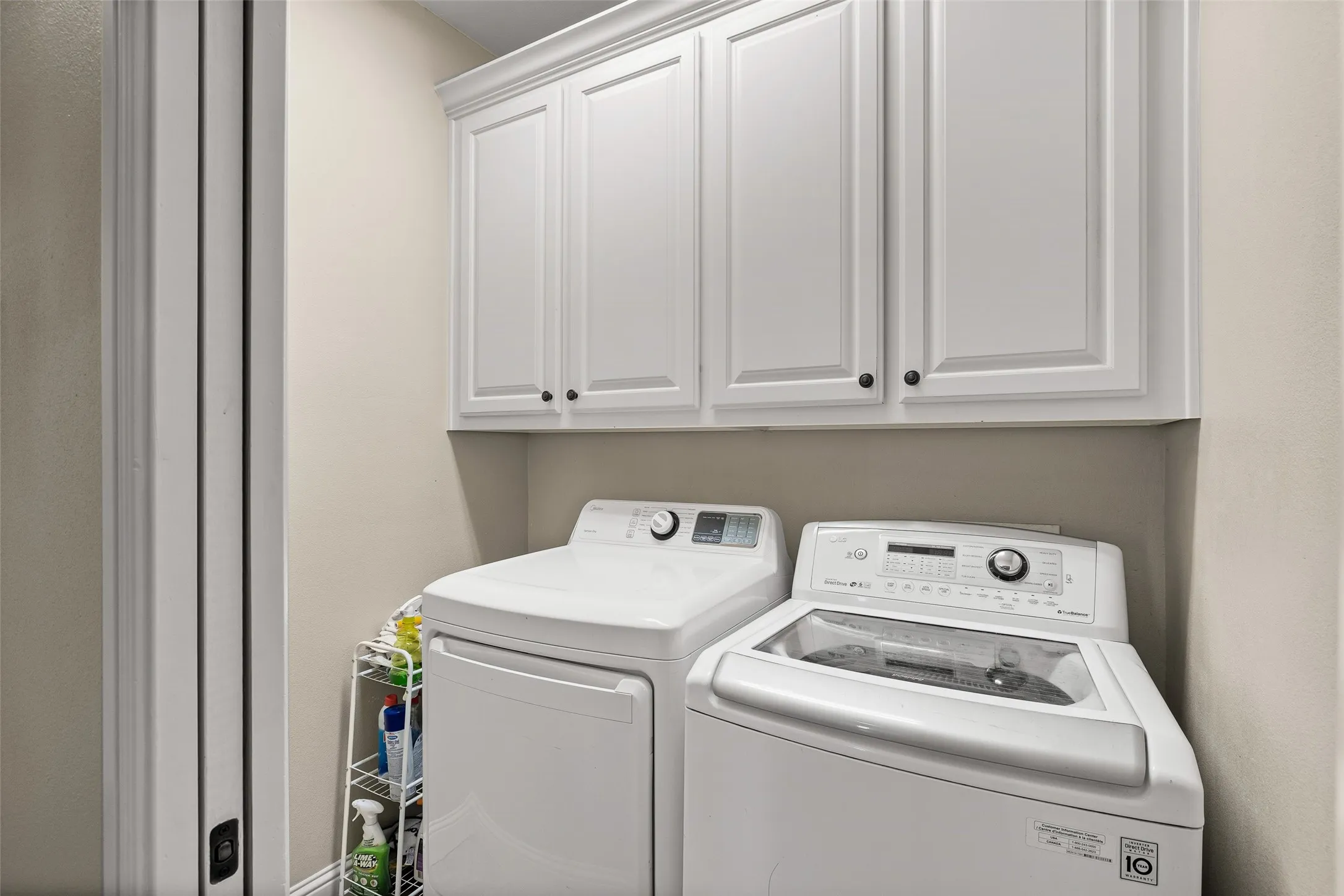 White cabinetry with black hardware