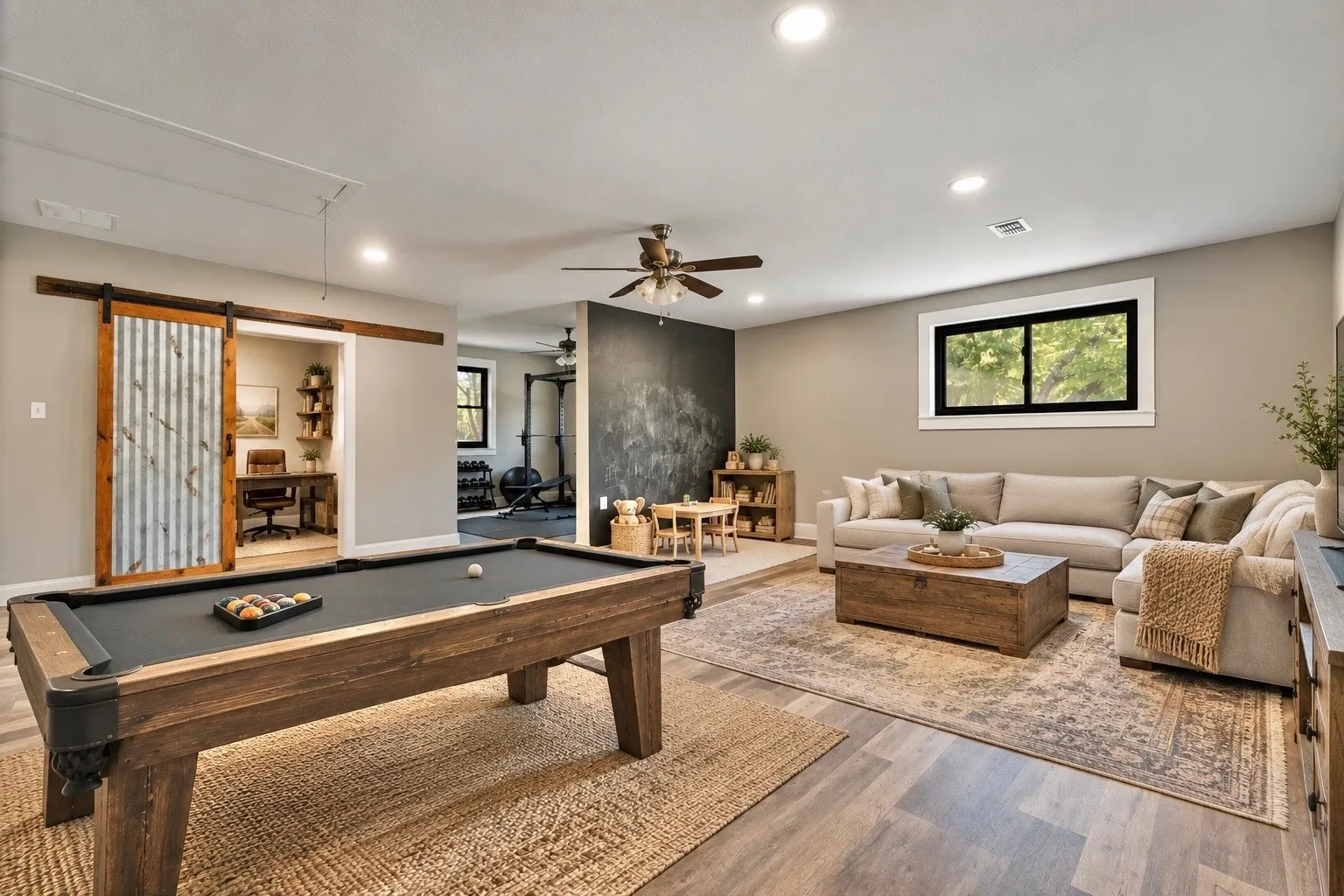 There is a LARGE BONUS ROOM right off of the dining area. This is split into 3 SEPARATE SPACES!Virtually Staged.