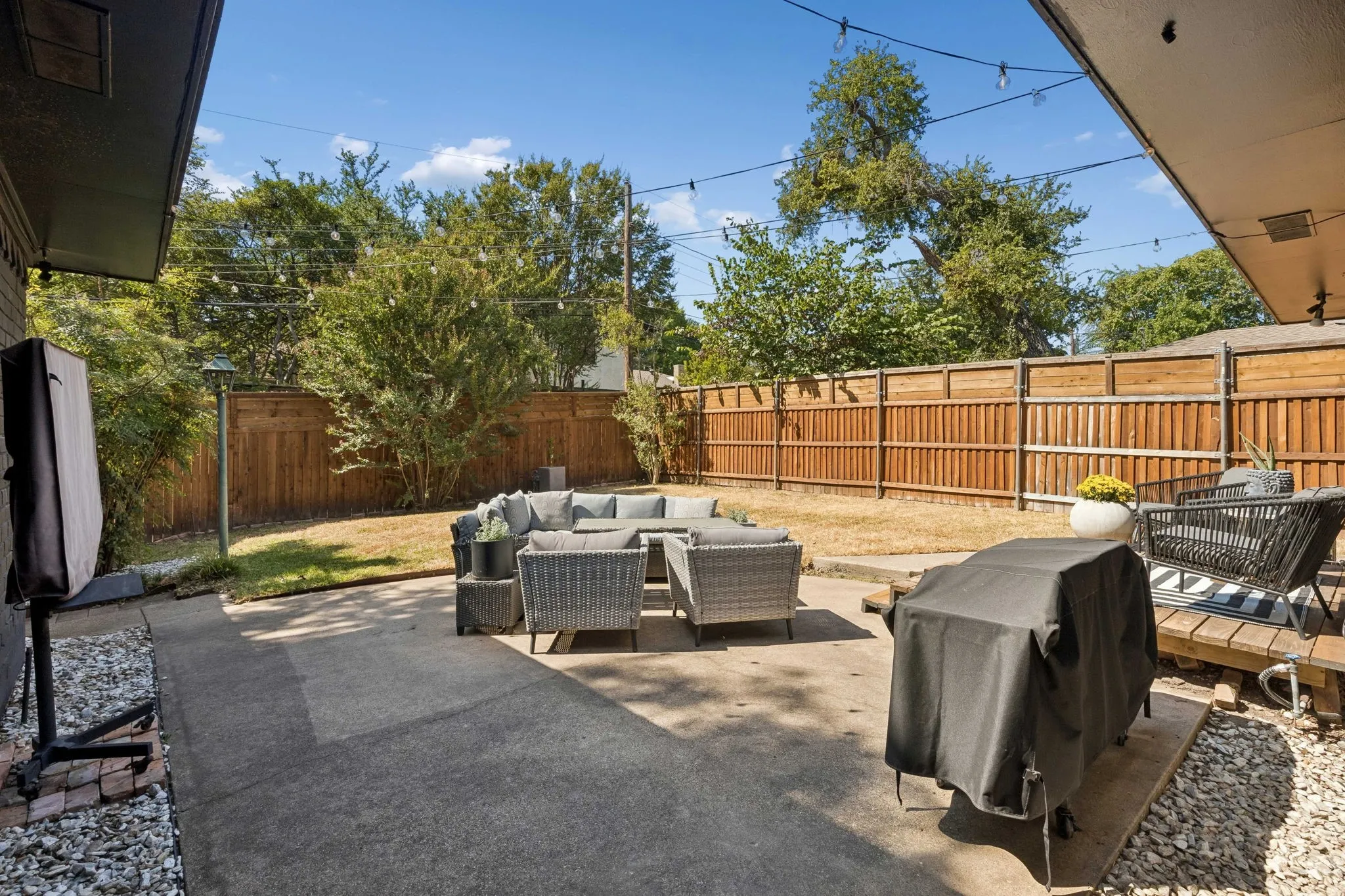 View of backyard from patio