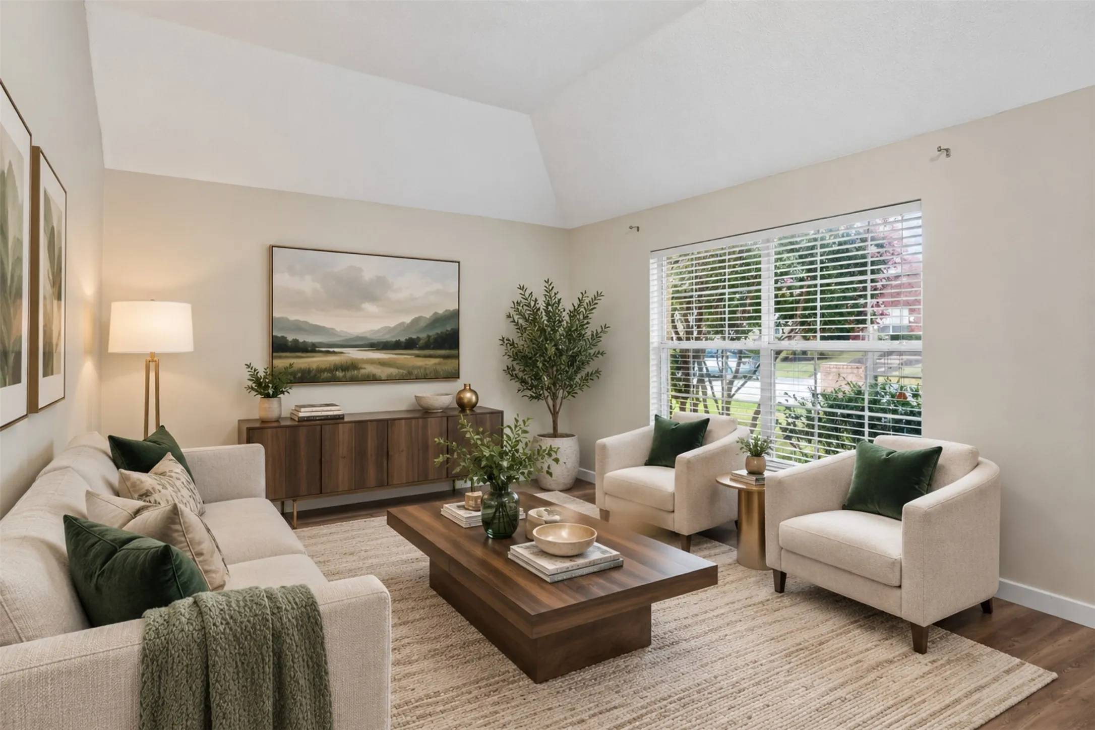 Front family room is virtually staged as a sitting room. It can be used as an office, game room, or home gym