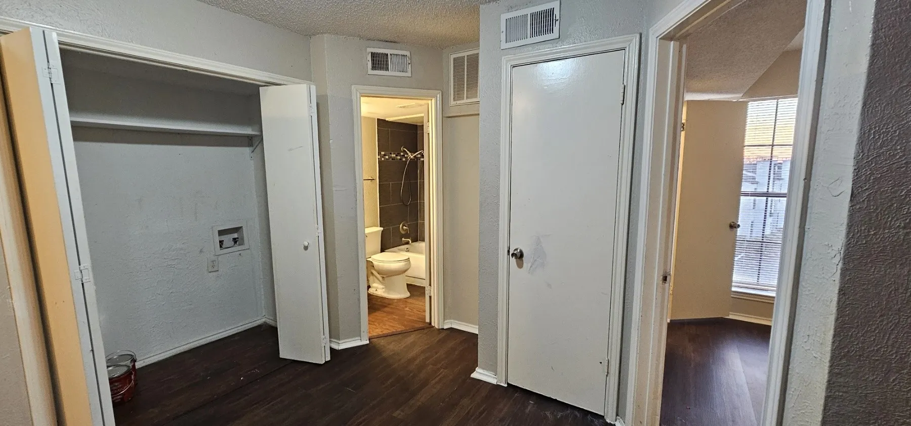 Wood-finish flooring throughout