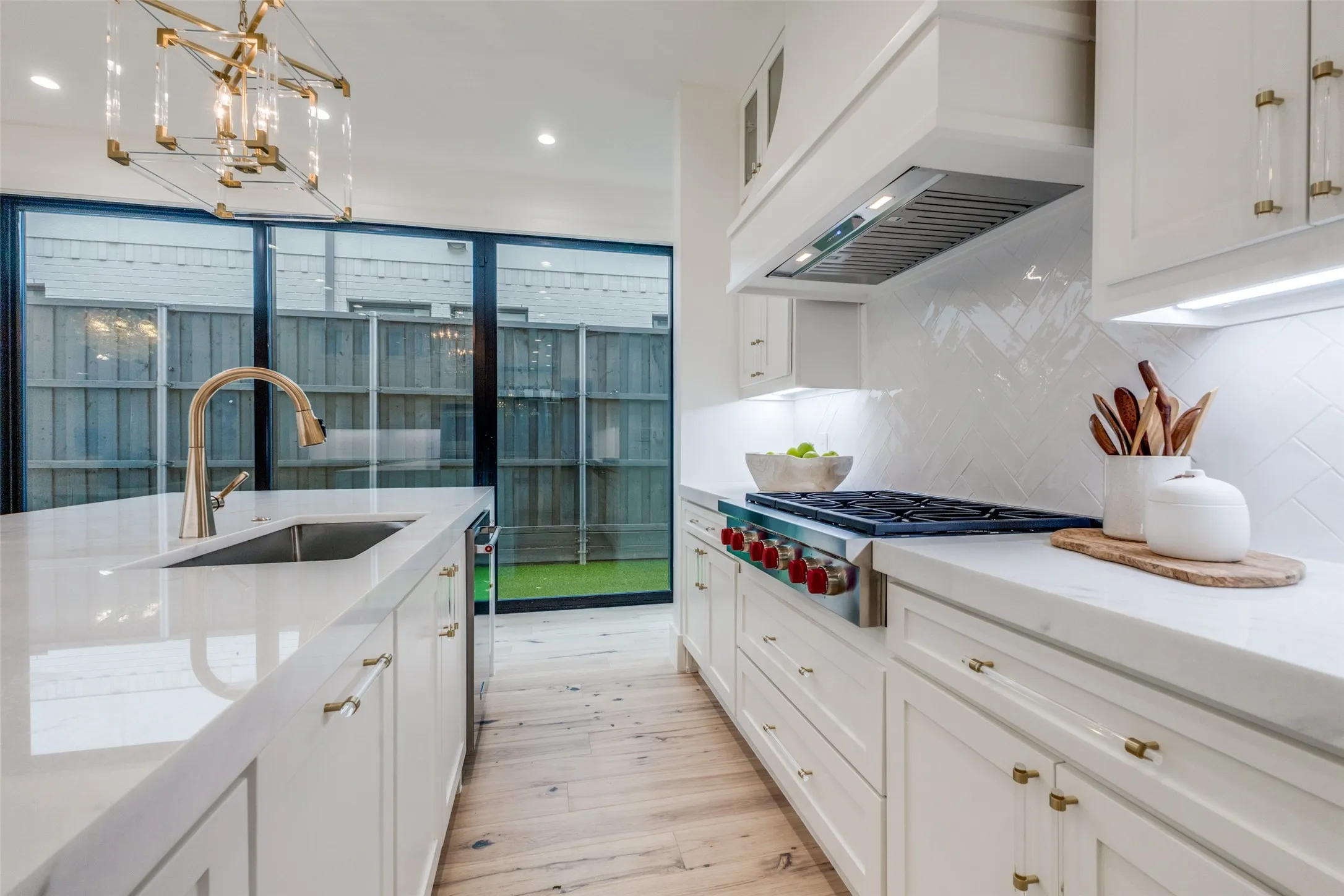 Kitchen with Wolf gas range top