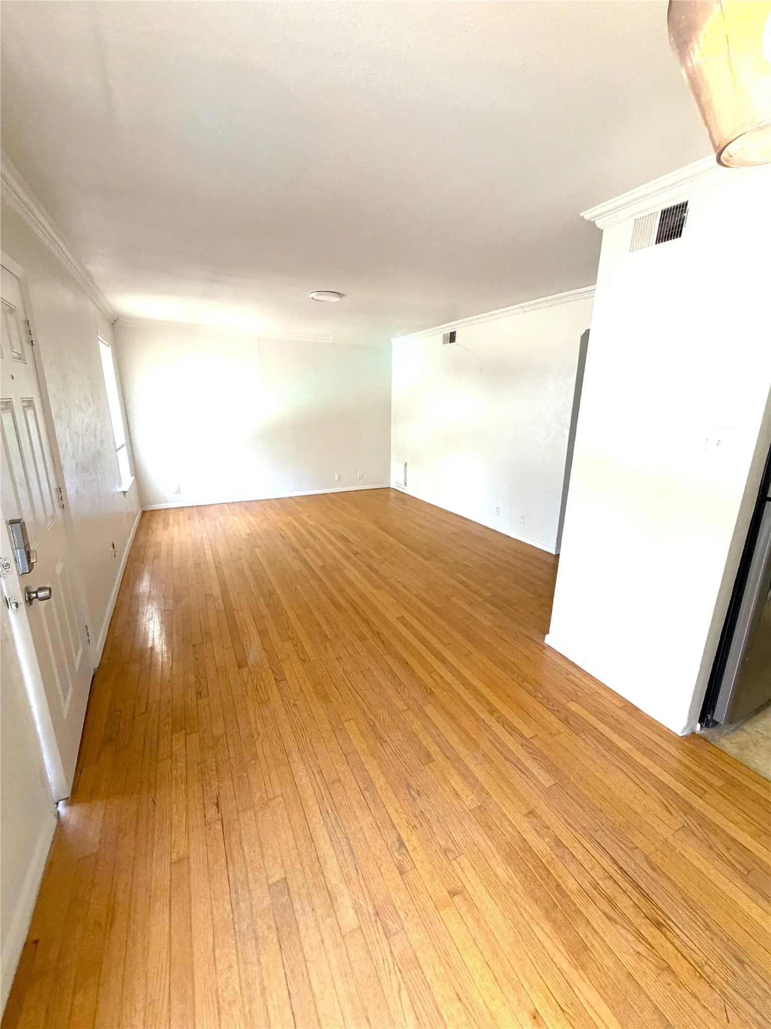 Hardwood flooring throughout the main living area